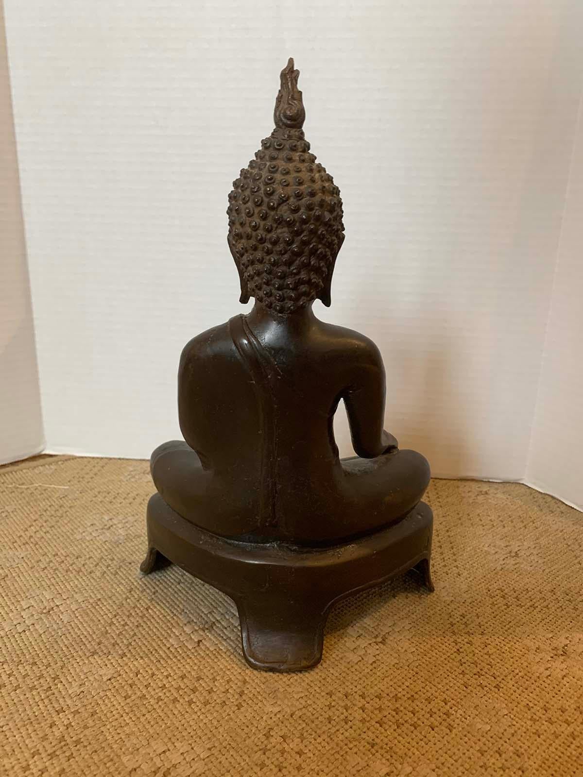 Metal 18th-19th Century Buddha in Lotus Position For Sale