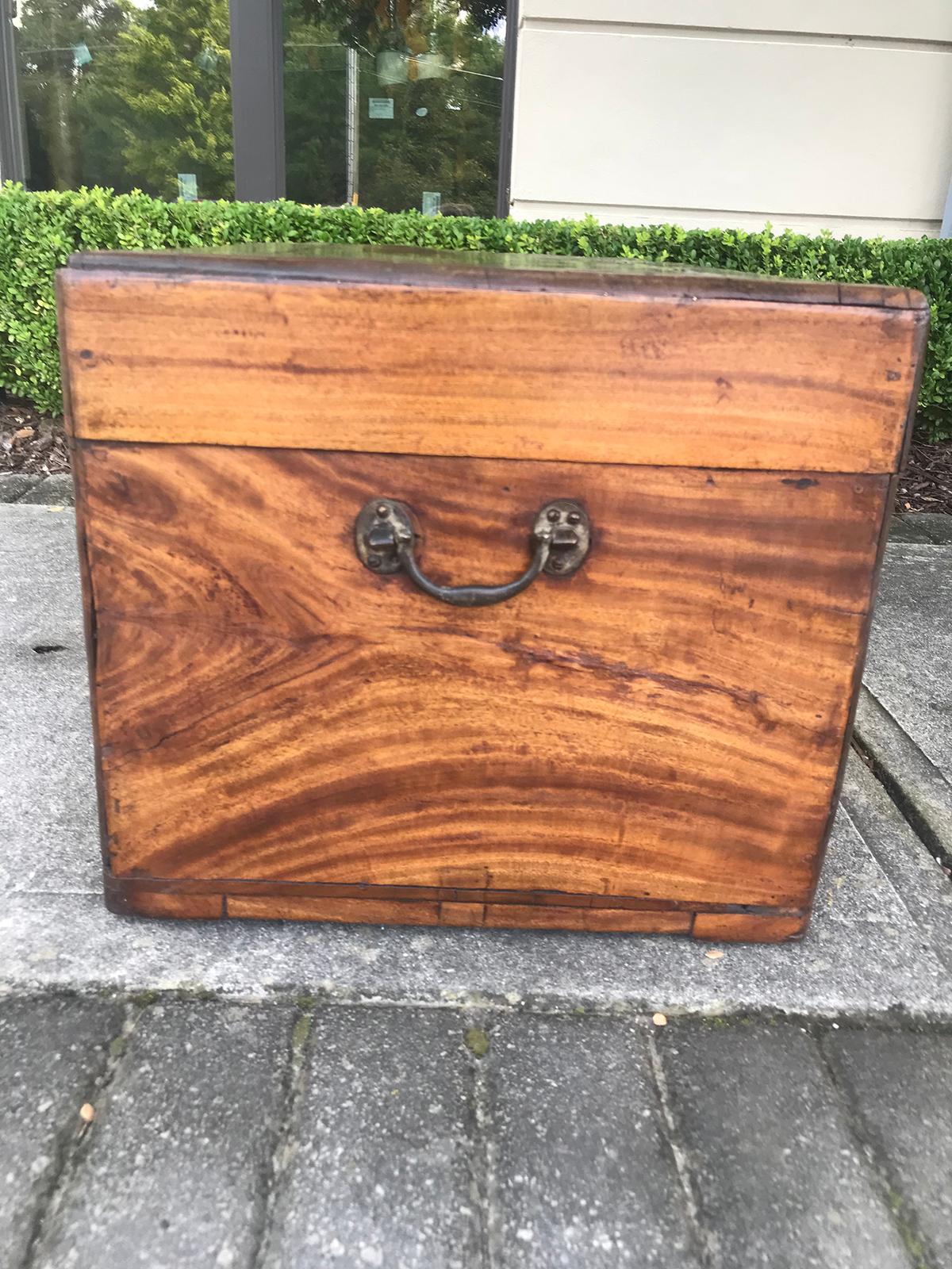 18th-19th Century Camphor Wood Trunk with Brass Inlay In Good Condition In Atlanta, GA