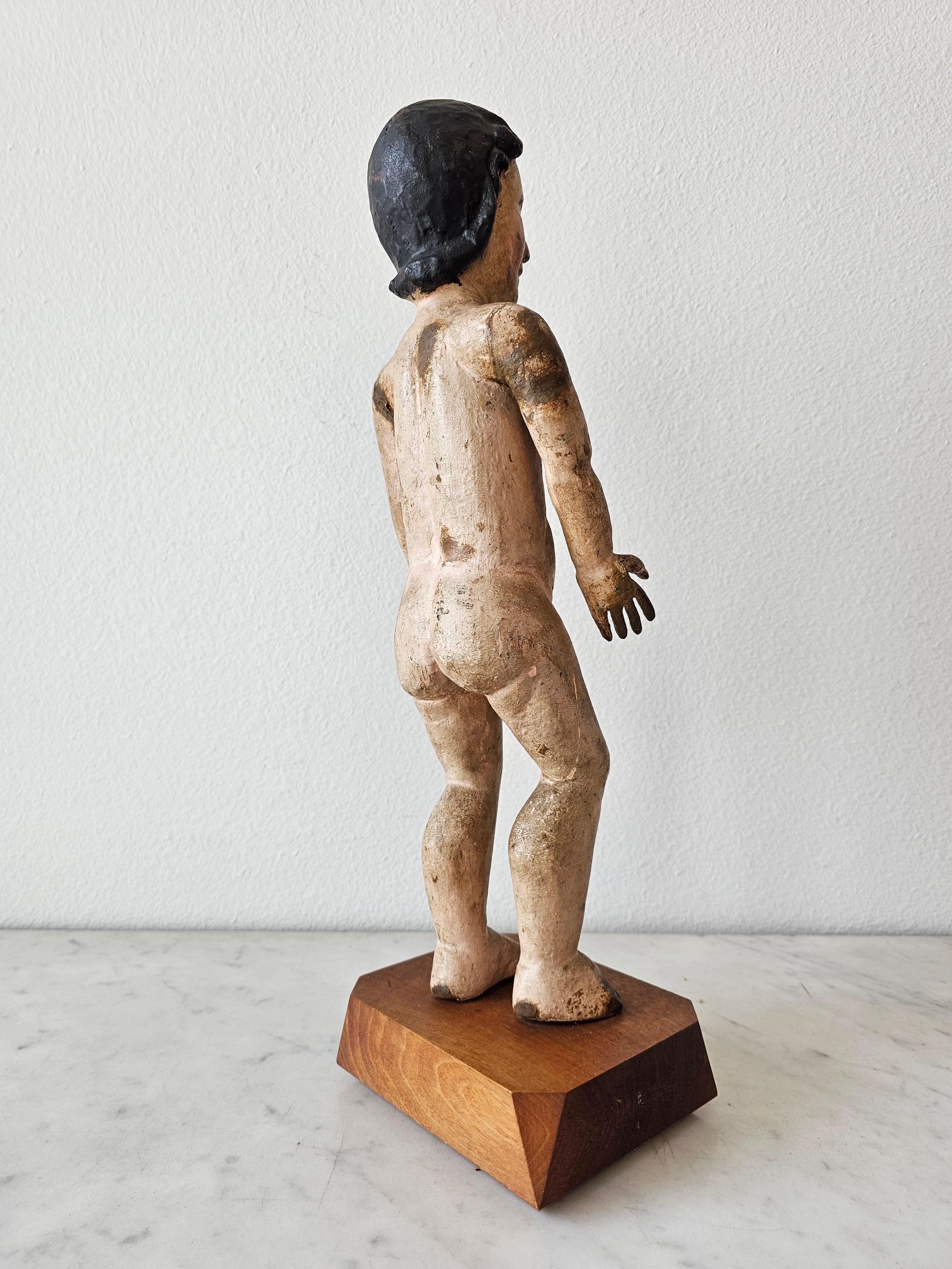 18th/19th Century Carved Painted Limewood Christ Child Altar Figure Sculpture For Sale 3