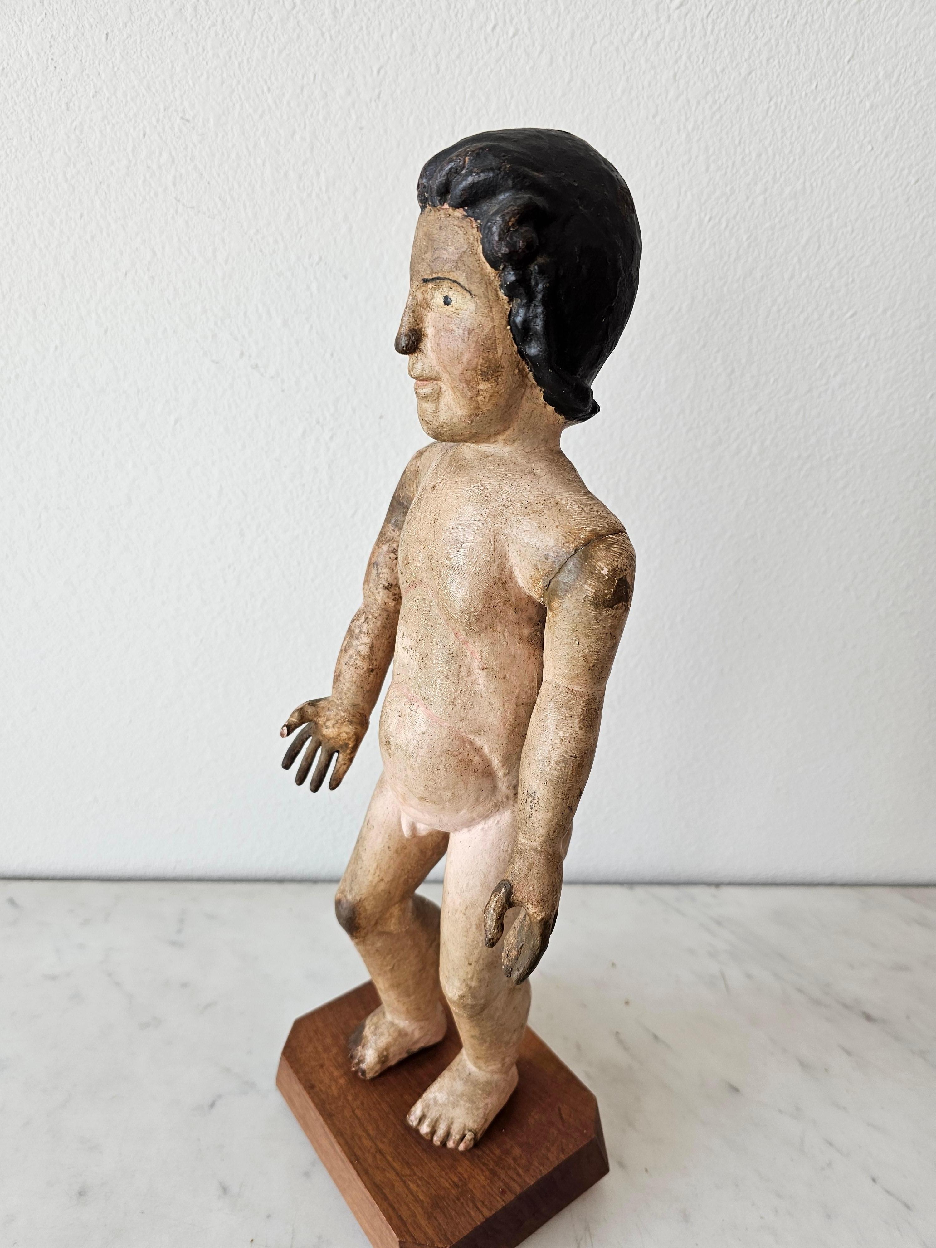 18th/19th Century Carved Painted Limewood Christ Child Altar Figure Sculpture  For Sale 6