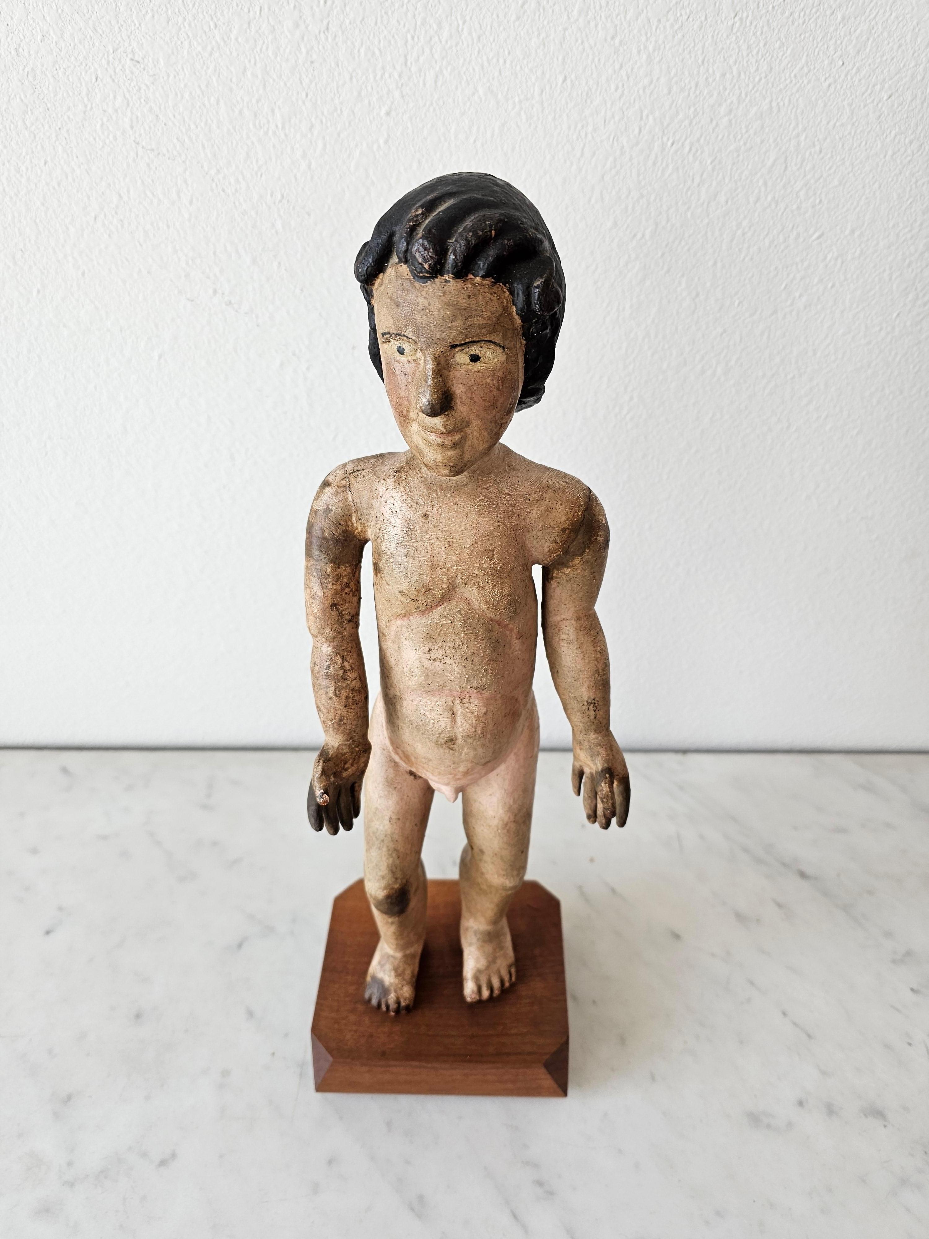 18th/19th Century Carved Painted Limewood Christ Child Altar Figure Sculpture  For Sale 9