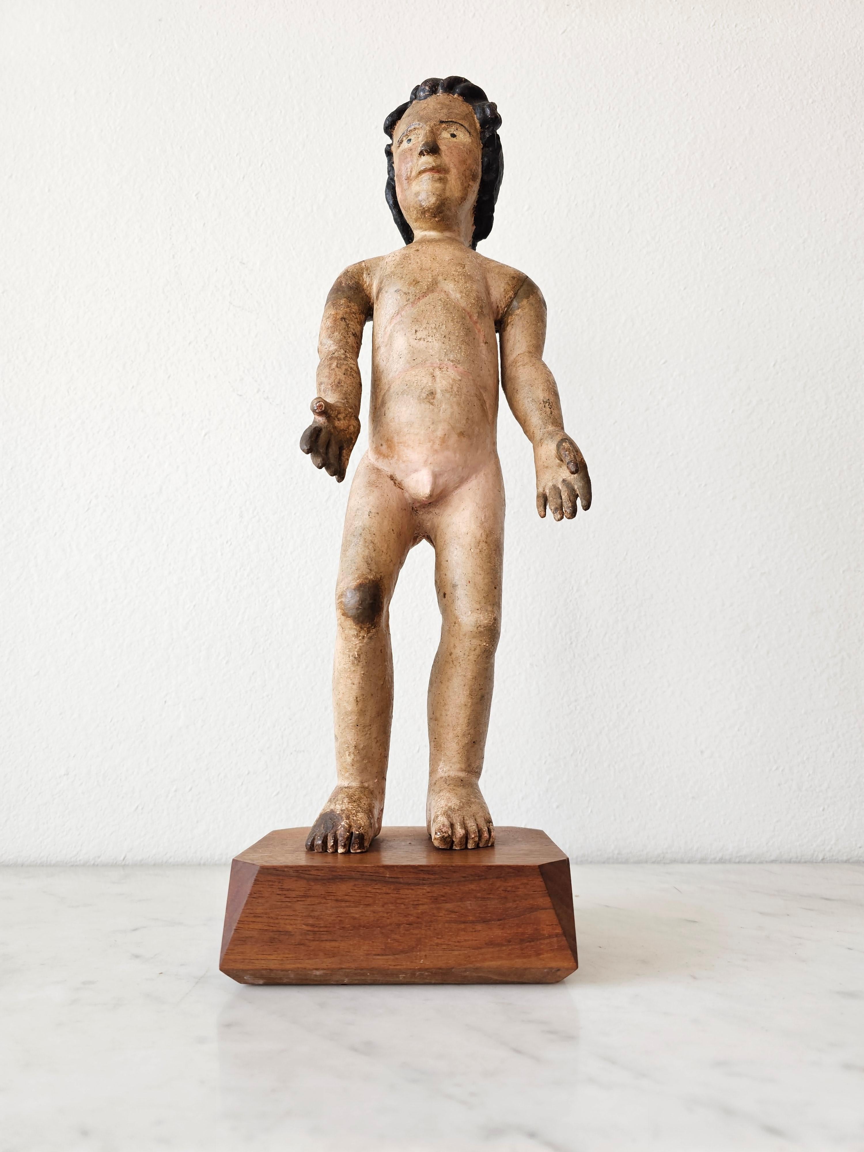18th/19th Century Carved Painted Limewood Christ Child Altar Figure Sculpture  For Sale 1