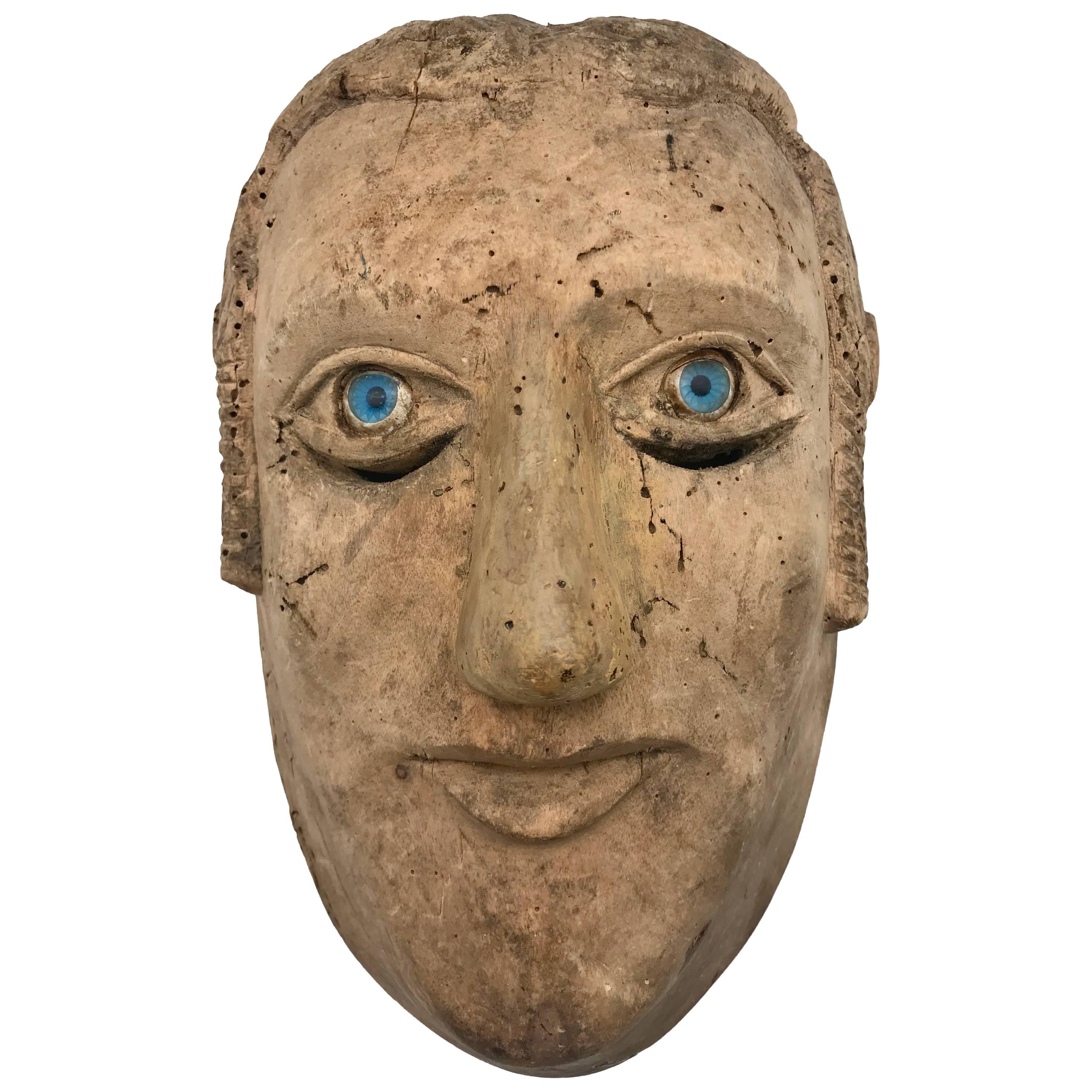 18th-19th Century Carved Slave's Mask Depicting of His/Her Master