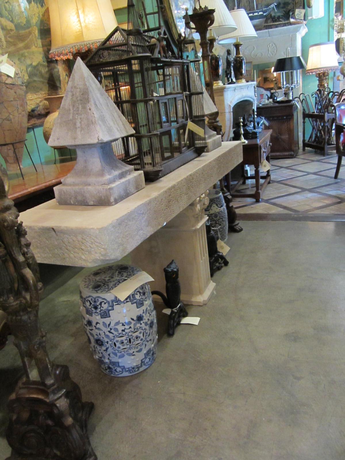 French 18th-19th Century Carved Stone Antique Garden Console Outdoor Indoor Table 