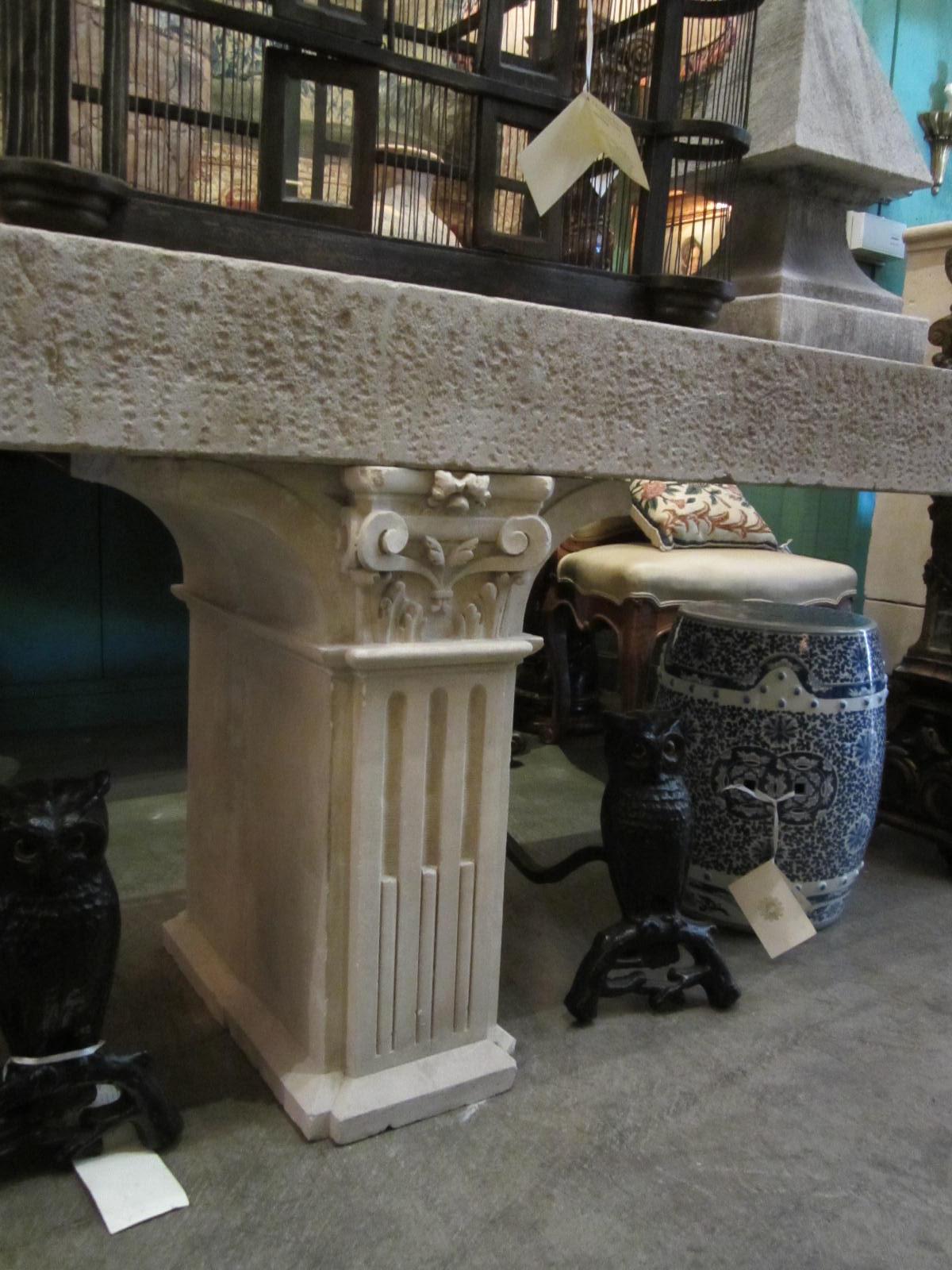 18th-19th Century Carved Stone Antique Garden Console Outdoor Indoor Table  In Good Condition In West Hollywood, CA