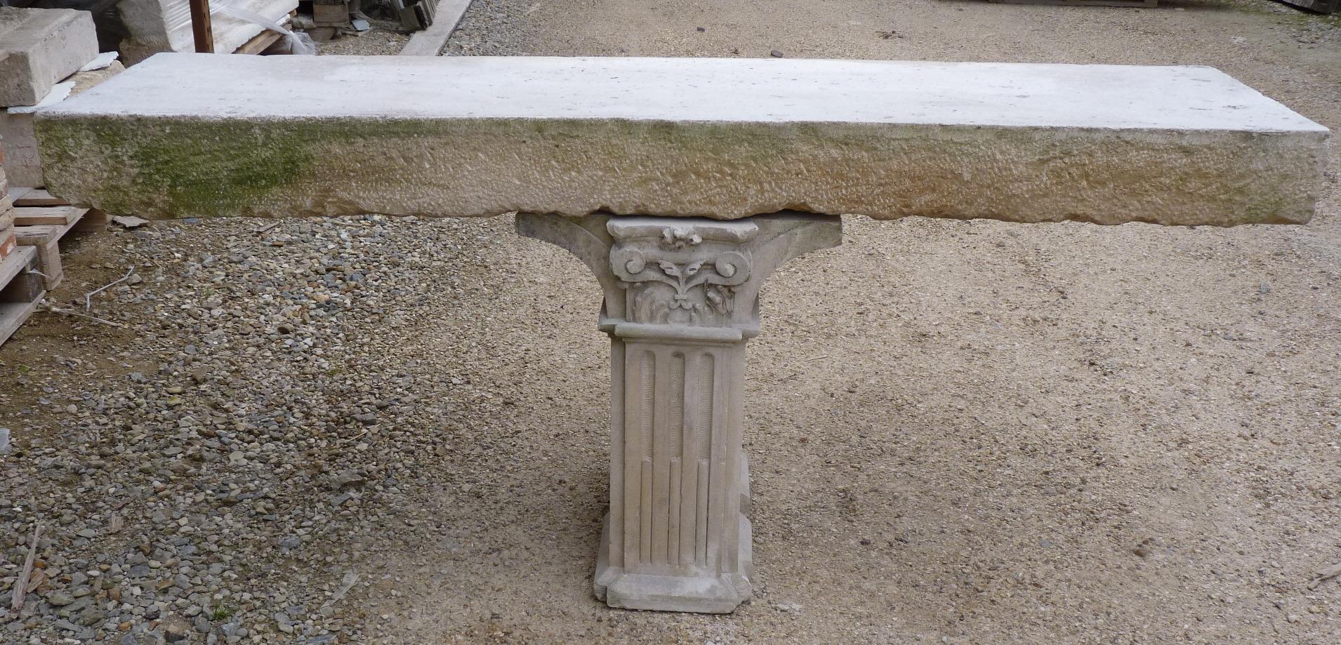 18th Century 18th-19th Century Carved Stone Antique Garden Console Outdoor Indoor Table 