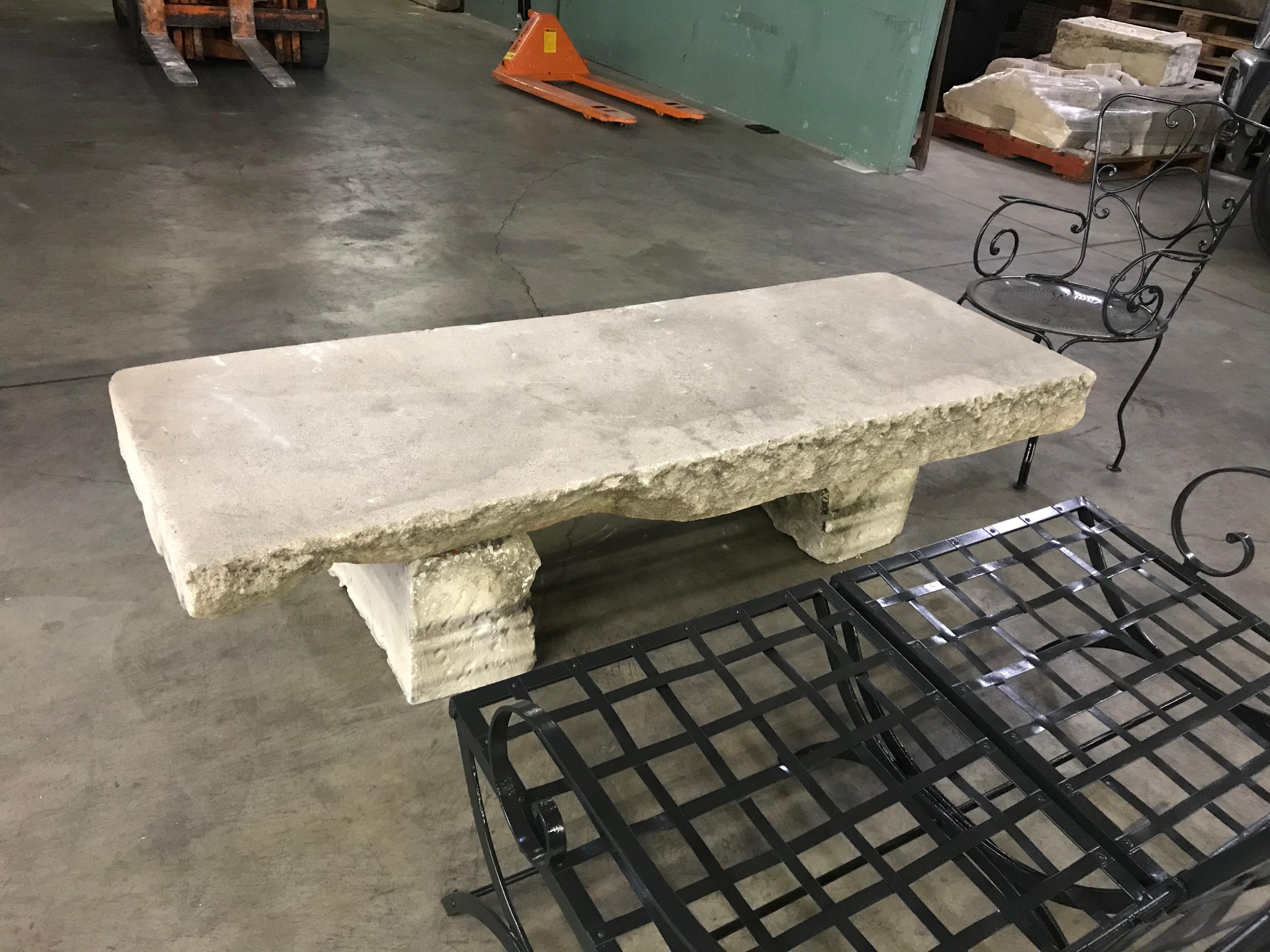 French 18th-19th Century Carved Stone Antique Garden Low Coffee Outdoor Indoor Table