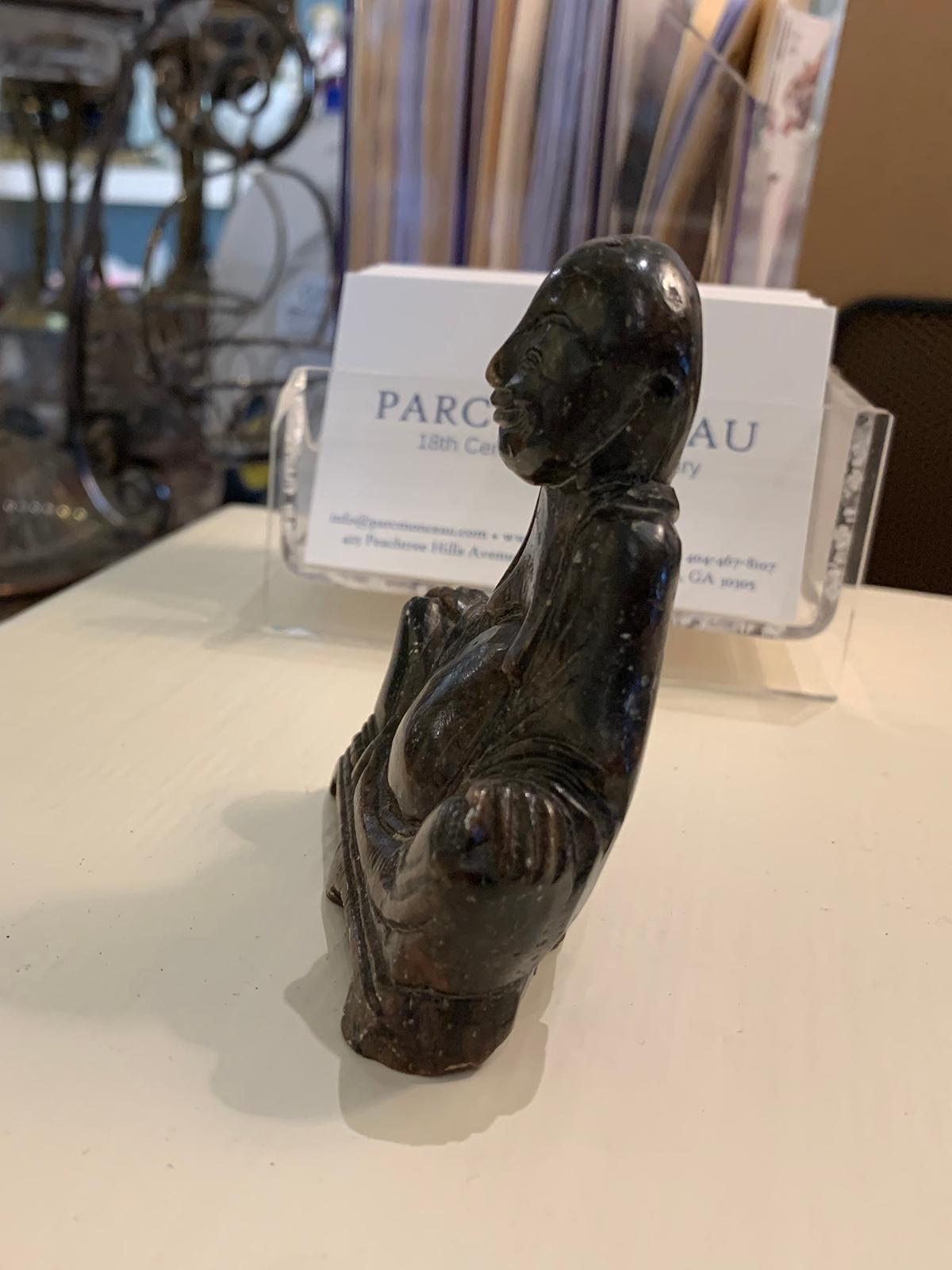 18th-19th Century Carved Stone Buddha In Good Condition For Sale In Atlanta, GA
