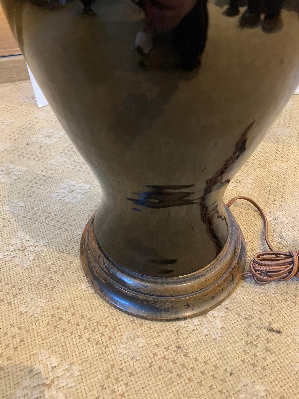 18th-19th Century Chinese Black Mirror Porcelain Vase as Lamp 5