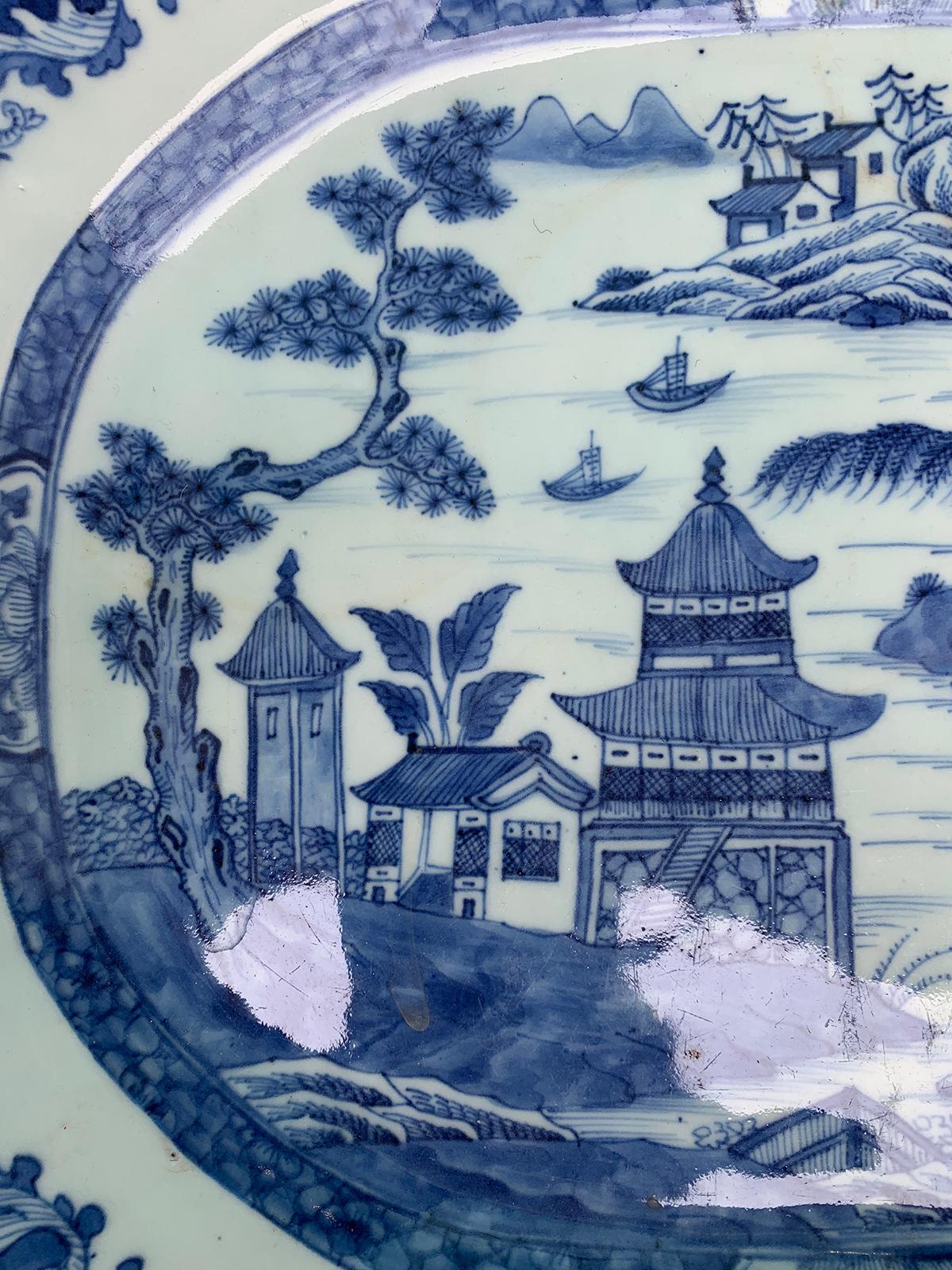 18th-19th Century Chinese Canton Blue and White Charger 2