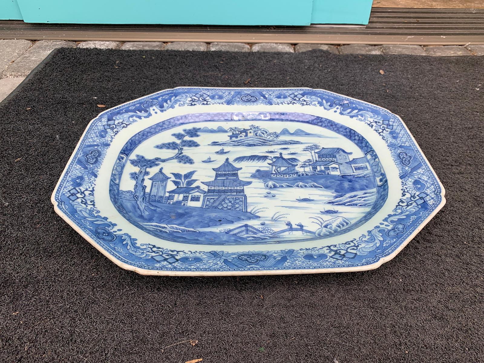 18th-19th Century Chinese Canton Blue and White Charger 3