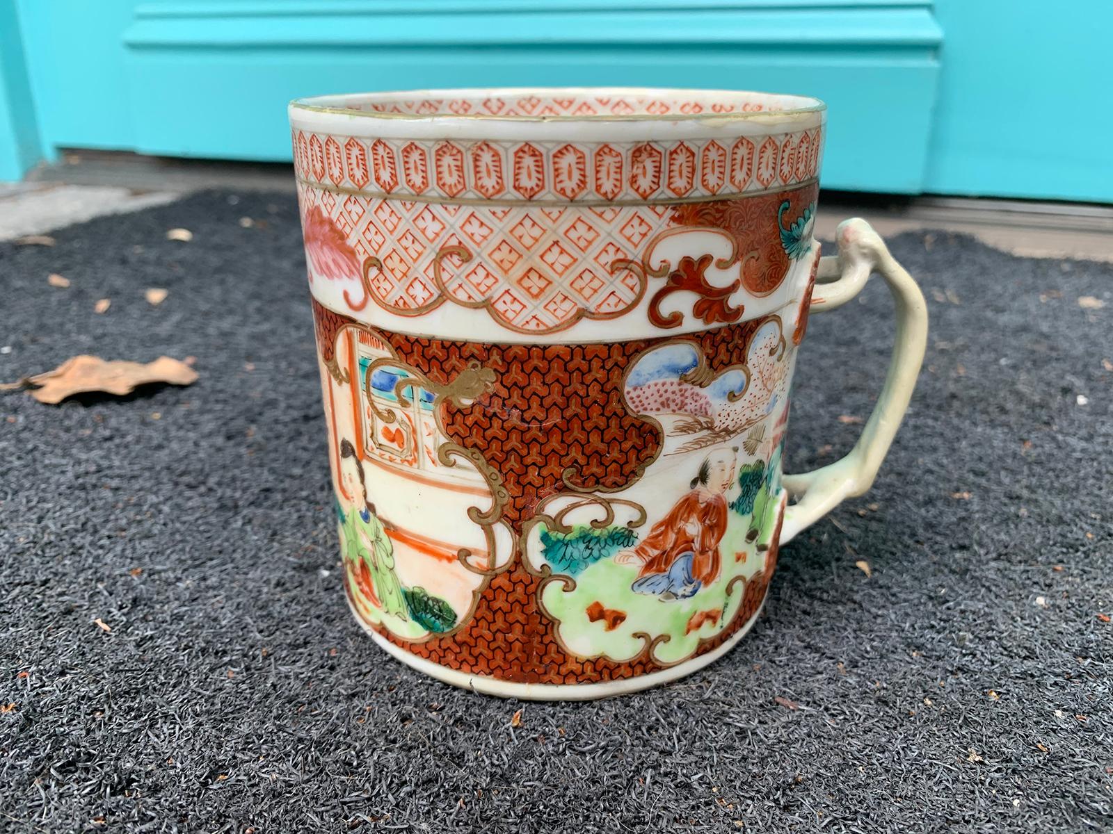 18th-19th Century Chinese Export Porcelain Mug with Applied Handle, Unmarked For Sale 2