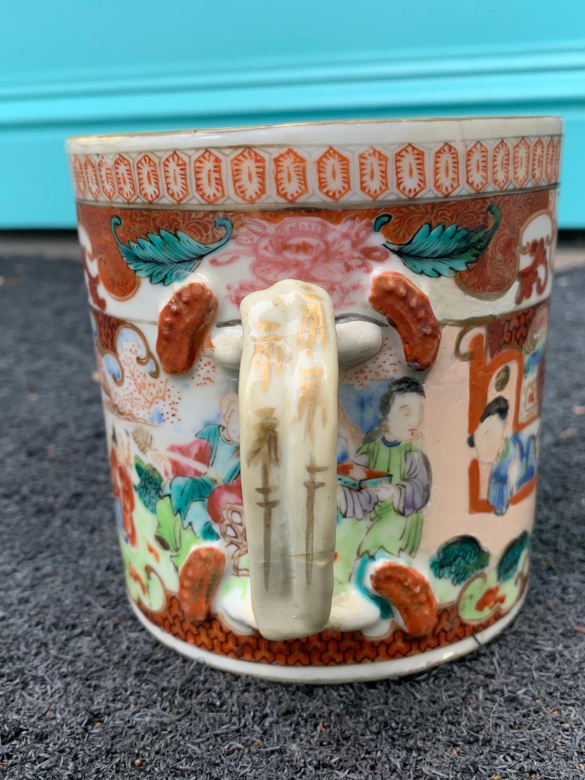 18th-19th Century Chinese Export Porcelain Mug with Applied Handle, Unmarked For Sale 3