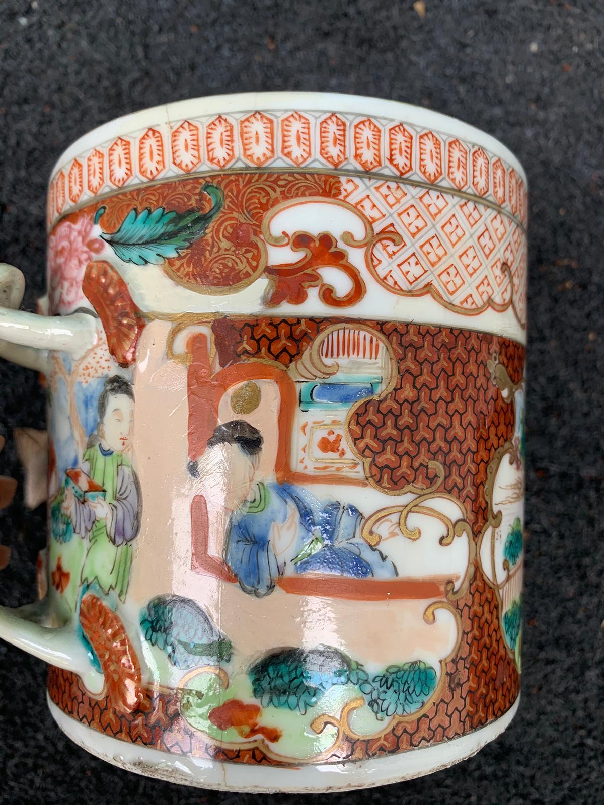 18th-19th Century Chinese Export Porcelain Mug with Applied Handle, Unmarked For Sale 5