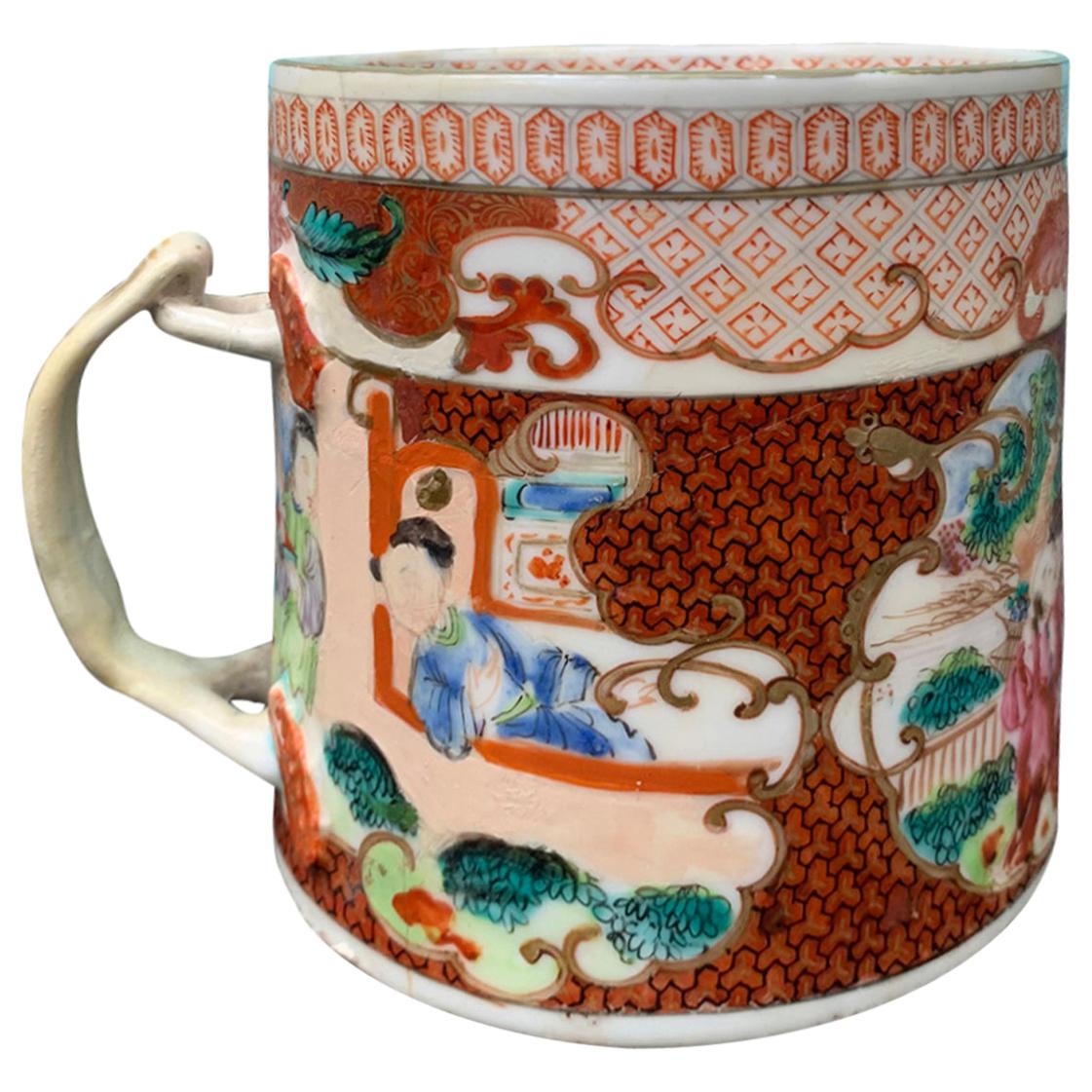 18th-19th Century Chinese Export Porcelain Mug with Applied Handle, Unmarked For Sale
