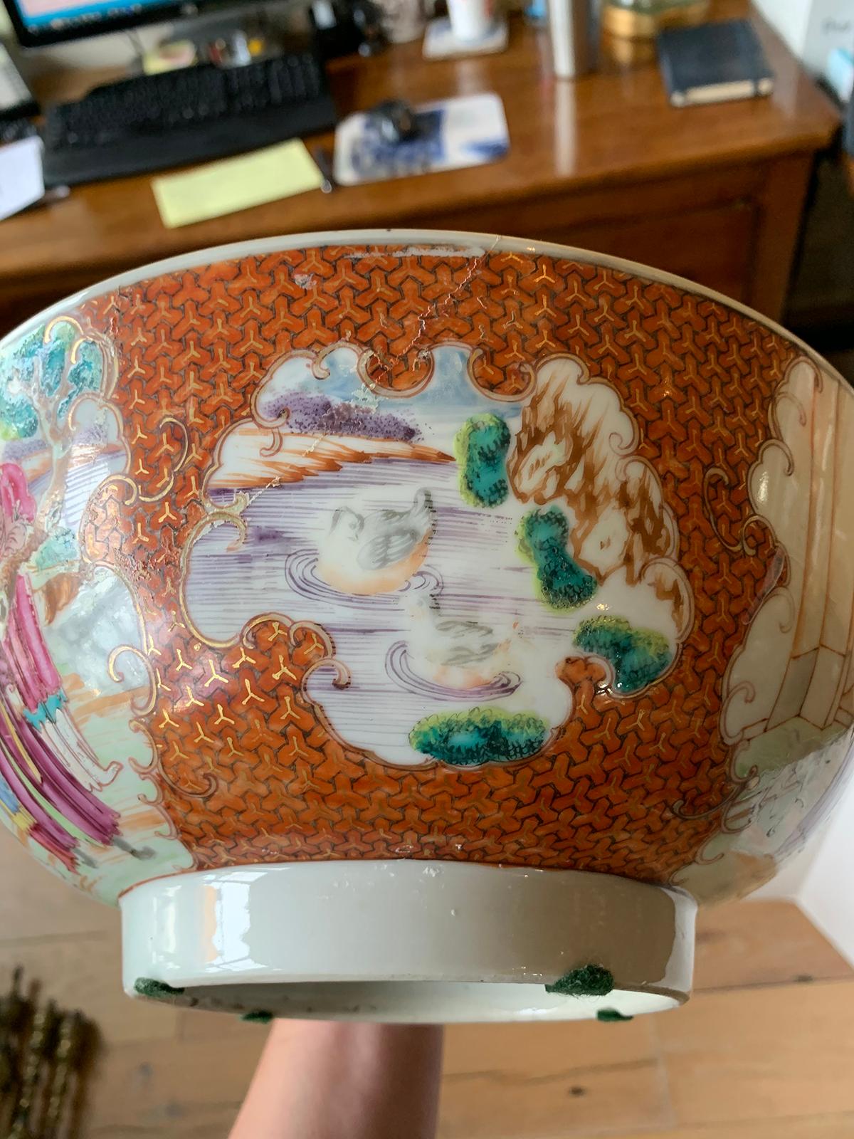 18th-19th Century Chinese Export Porcelain Punch Bowl, Unmarked 8