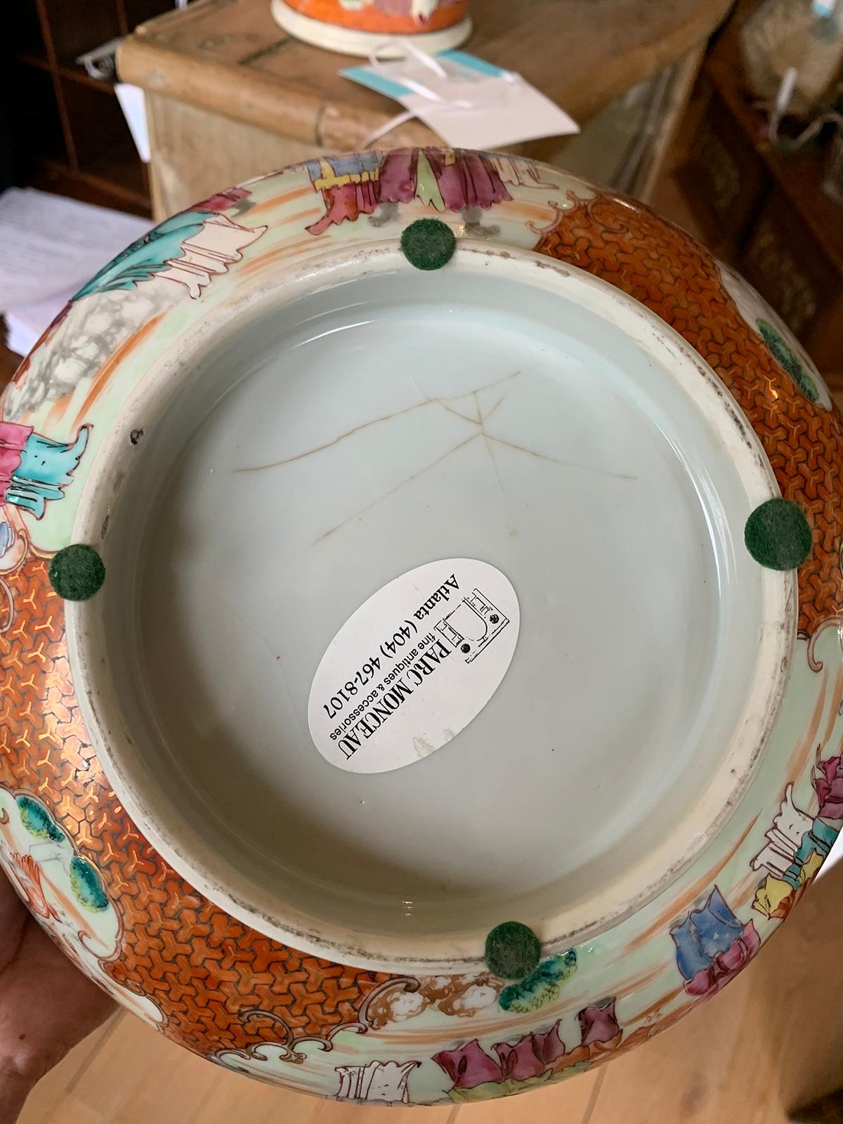 18th-19th century Chinese export porcelain punch bowl, unmarked.