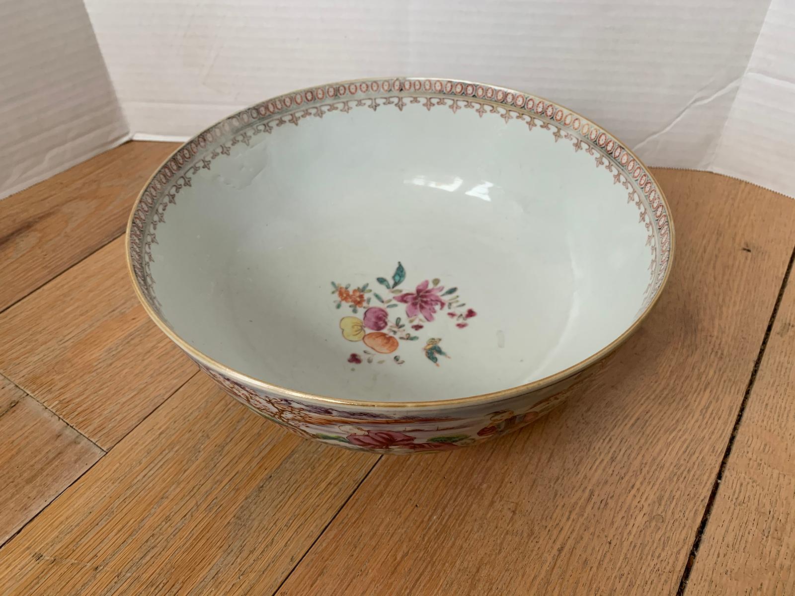 18th Century 18th-19th Century Chinese Export Porcelain Punch Bowl, Unmarked