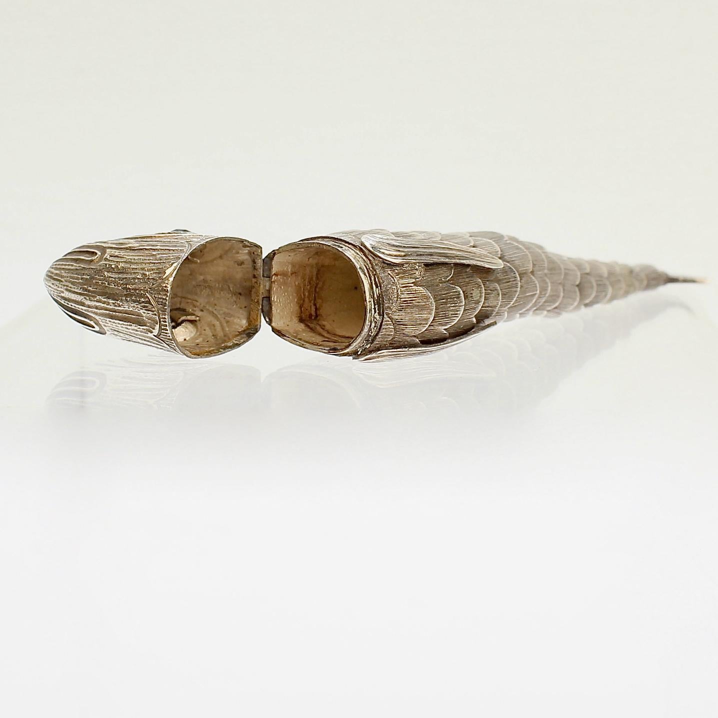 18th-19th Century Continental Articulated Fish Form Silver Vinaigrette Box 8