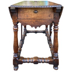 18th-19th Century Continental Gate Leg Drop-Leaf Table with Inlay