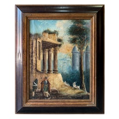 18th-19th Century Continental Oil Painting of Ruins, Unsigned