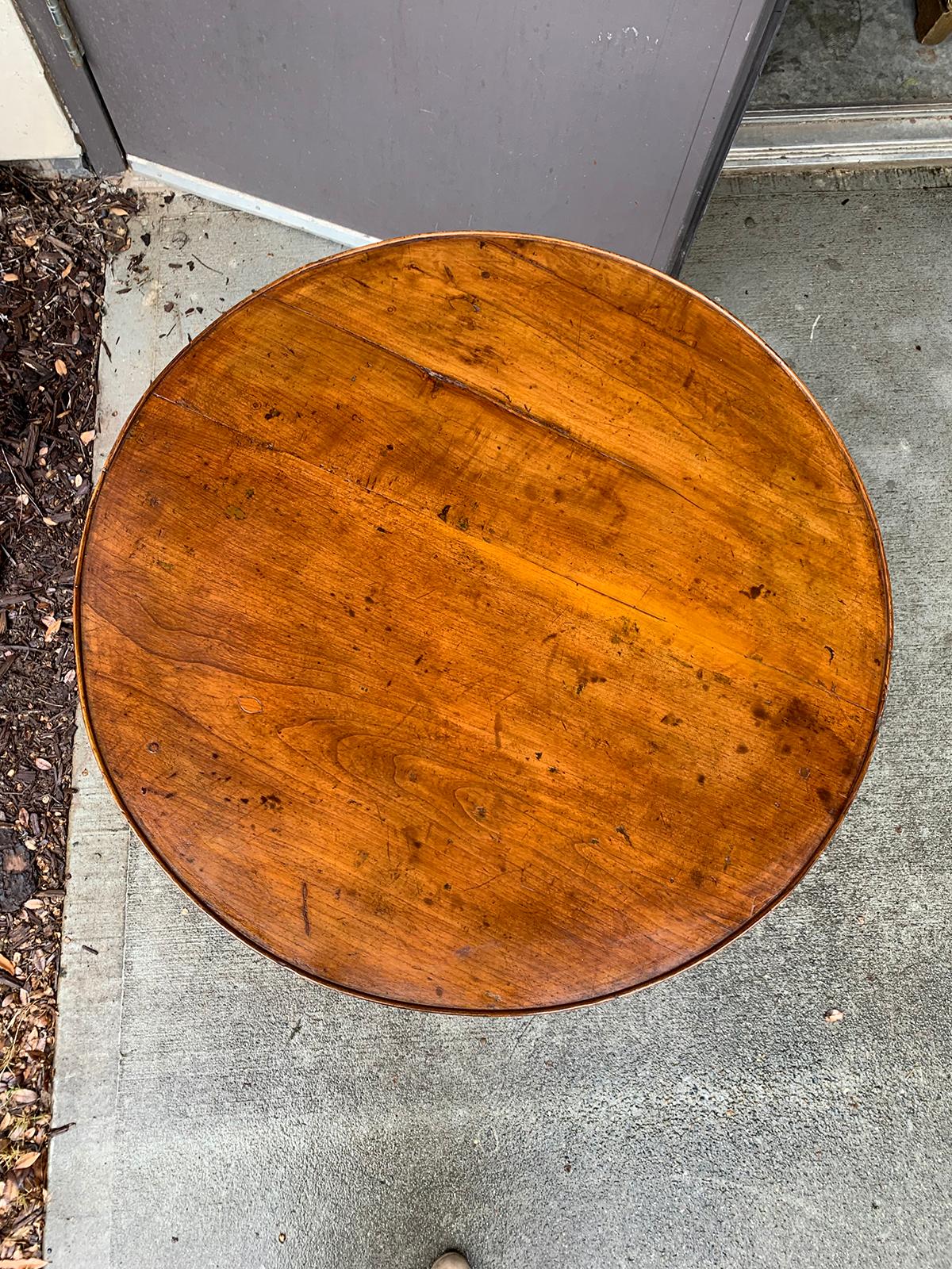 European 18th-19th Century Continental Round Two-Tier Table with Hoof Feet