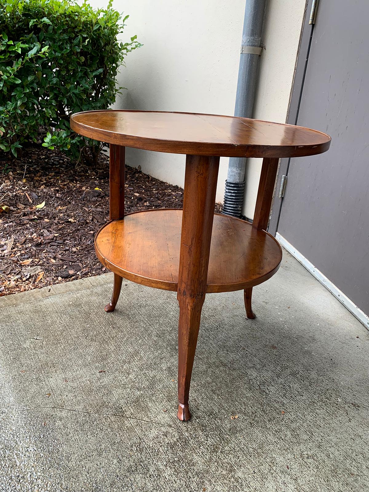 18th-19th Century Continental Round Two-Tier Table with Hoof Feet 1