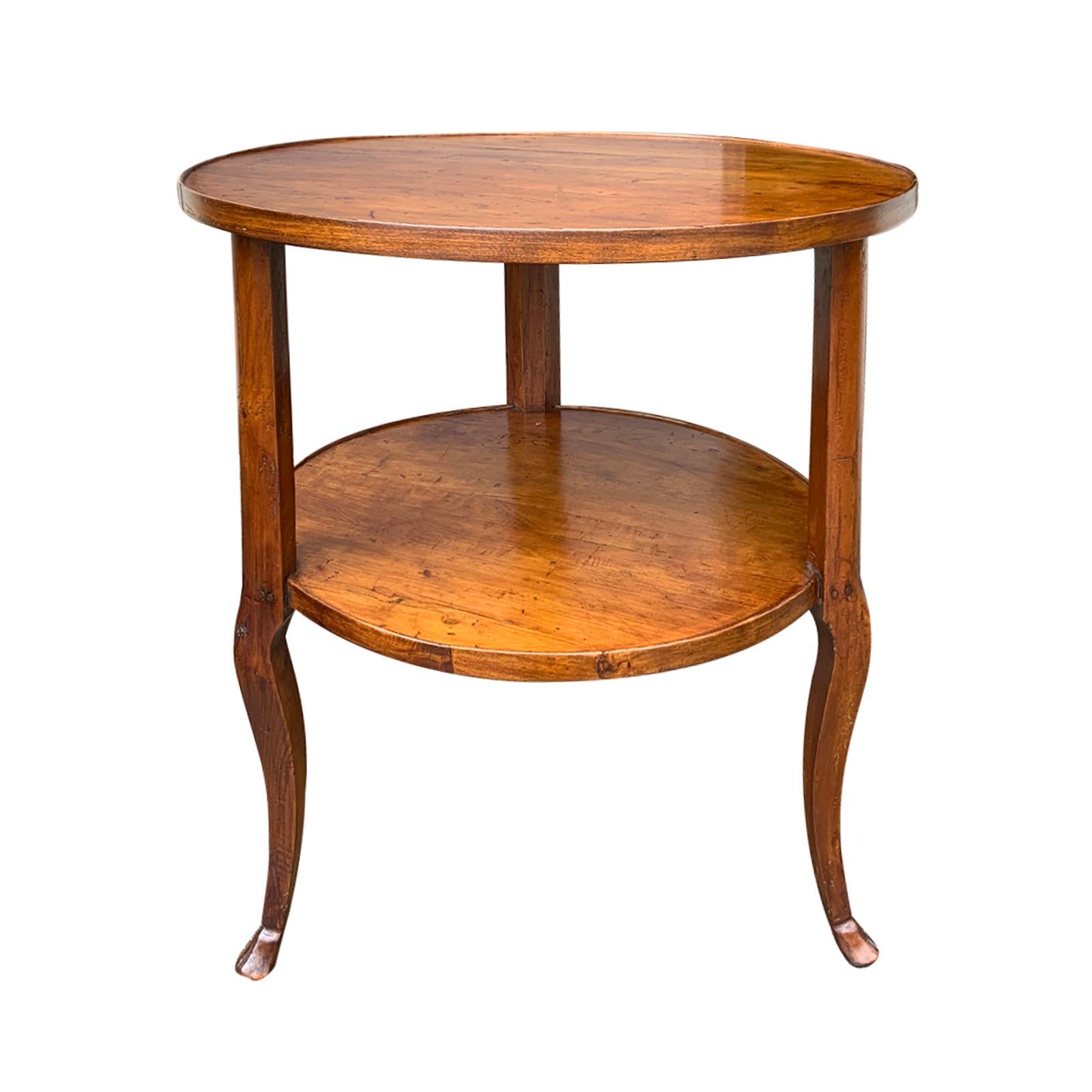 18th-19th Century Continental Round Two-Tier Table with Hoof Feet