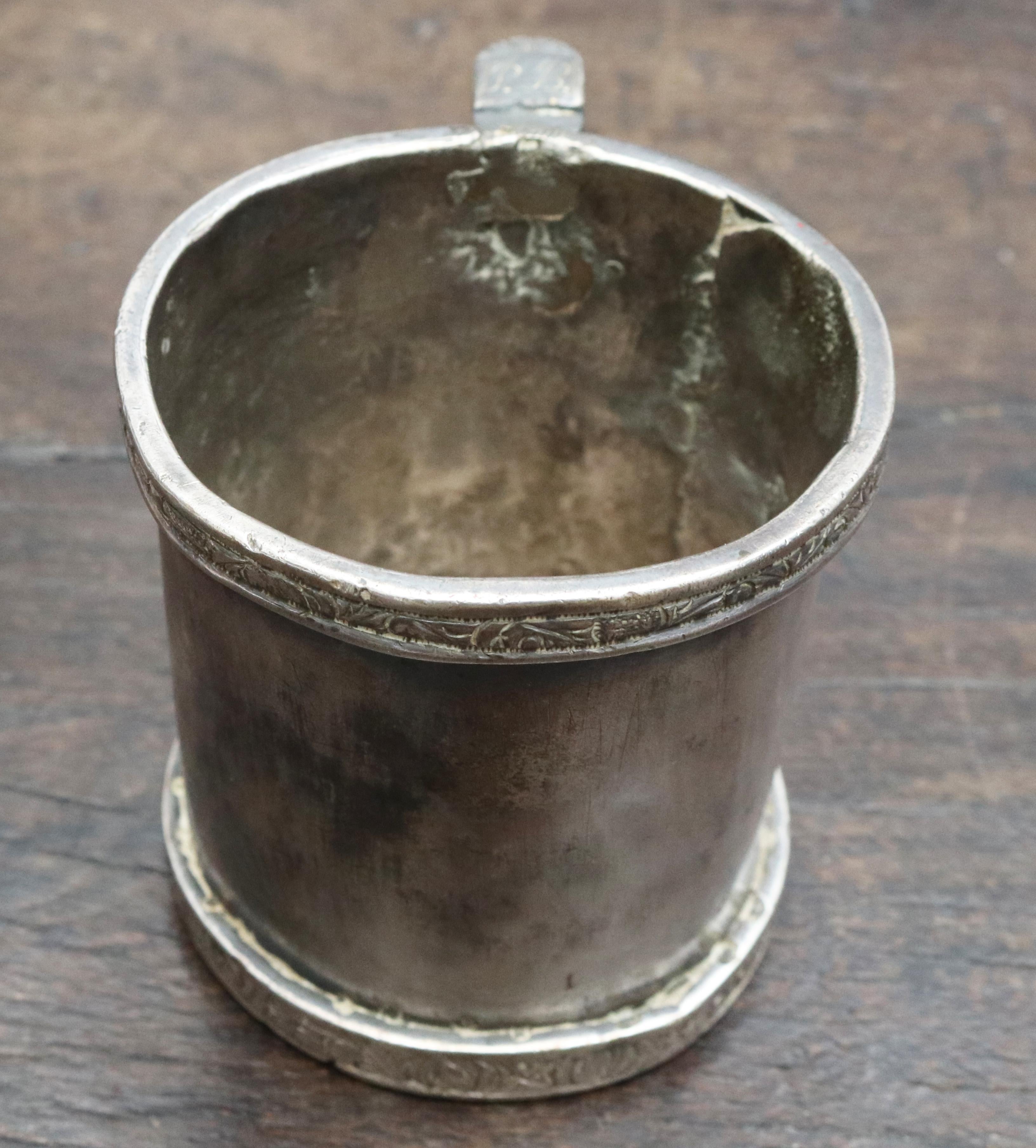 18th-19th Century Cylinder Shaped Silver Cup with Handle Possibly Bolivian 3