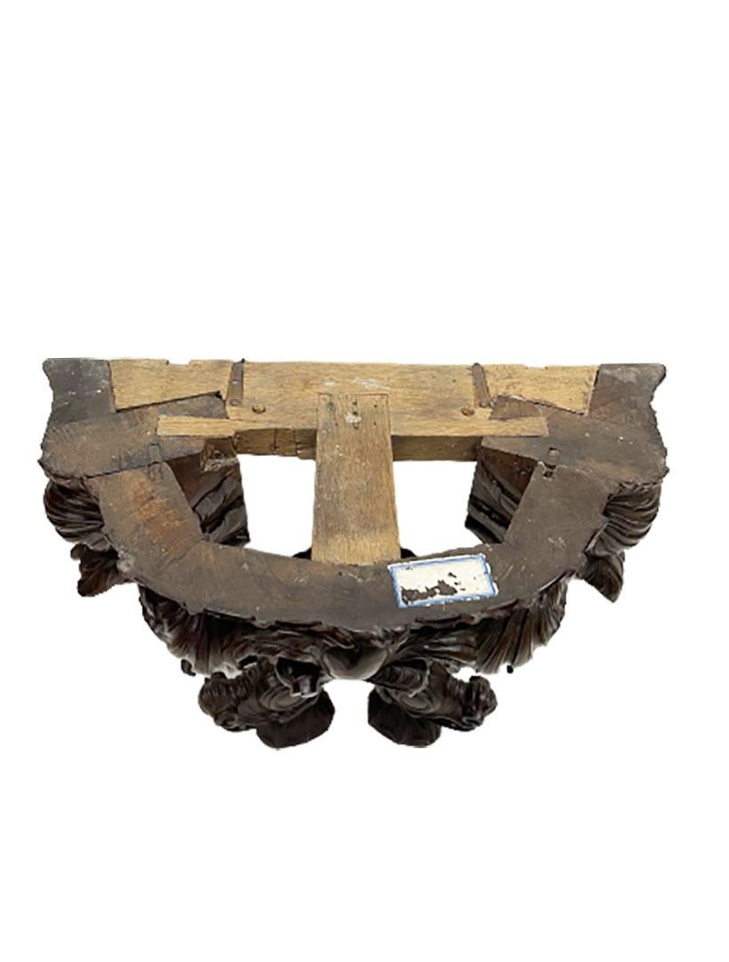 18th Century 18th-19th Century Dolphin Console Table with Marble Top For Sale