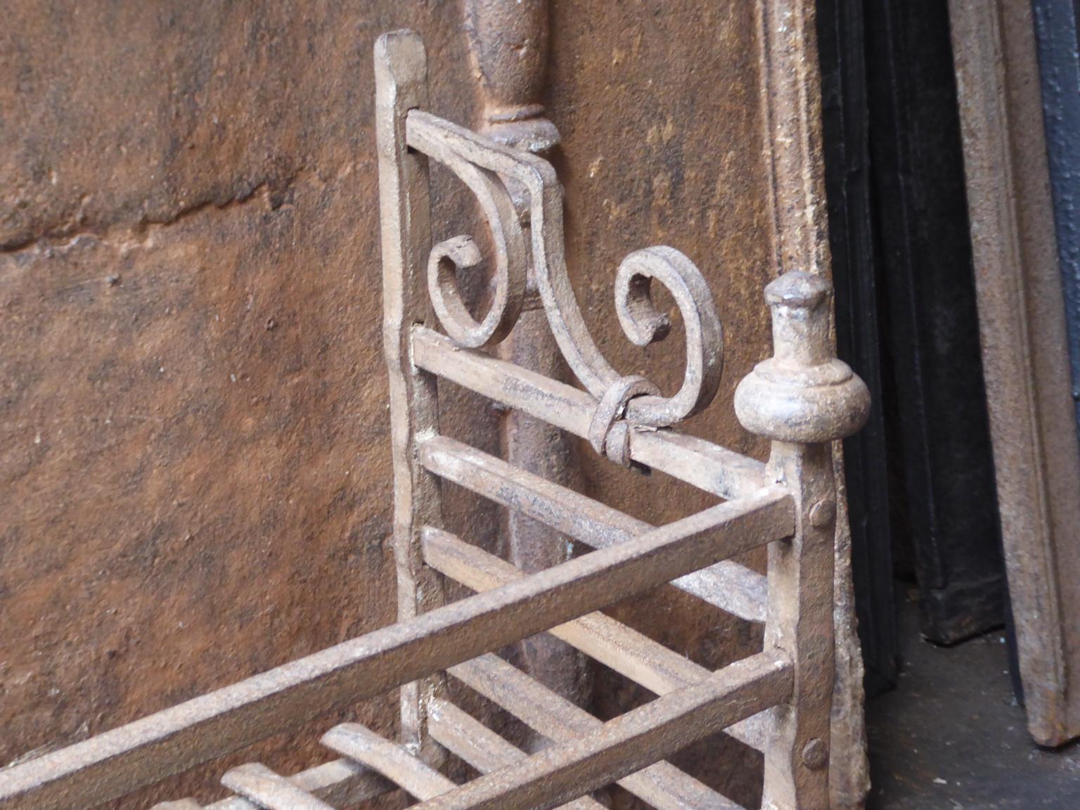 Wrought Iron 18th-19th Century Dutch Neoclassical Fireplace Grate or Fire Basket