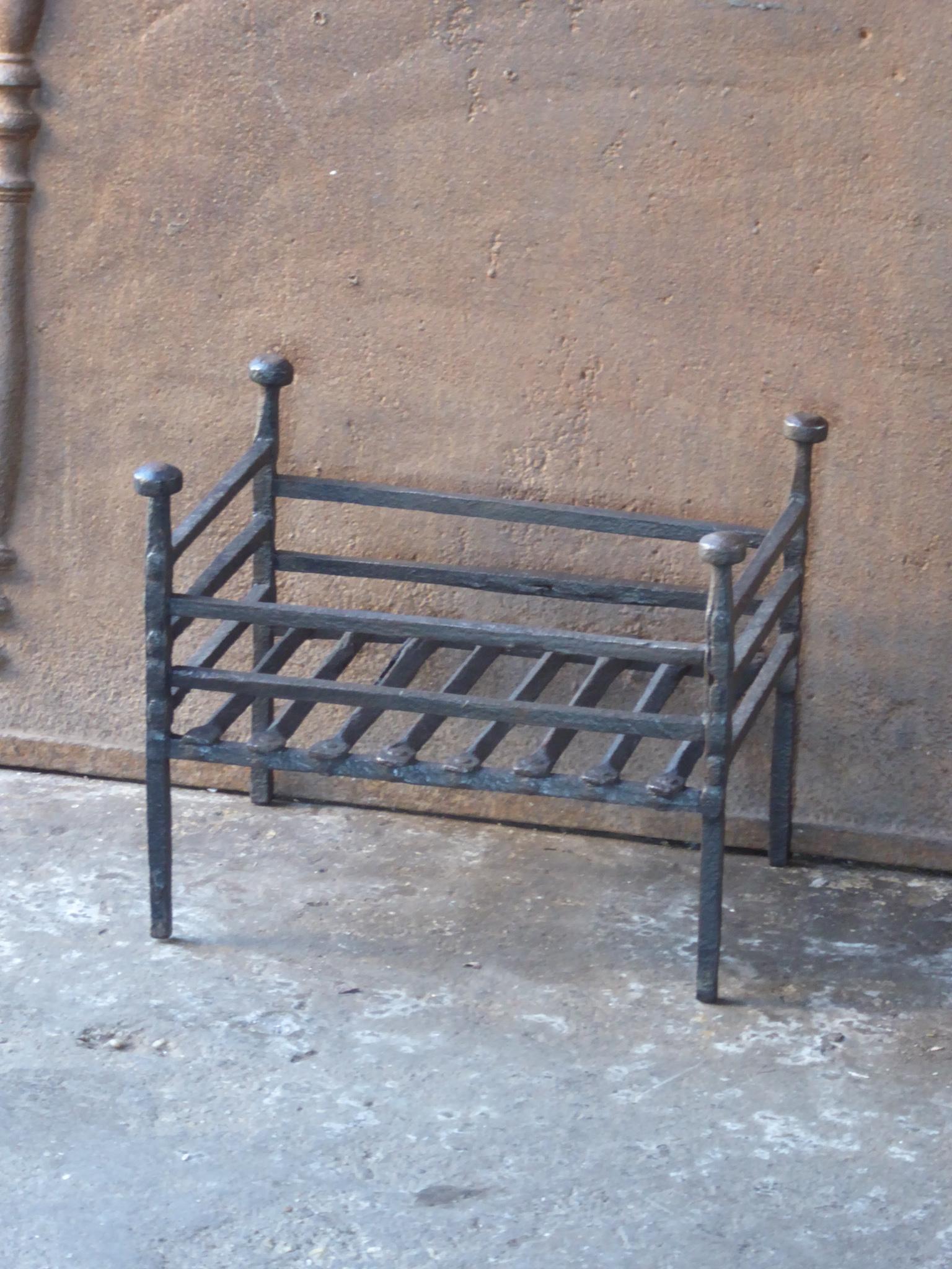 Wrought Iron 18th-19th Century Dutch Neoclassical Fireplace Grate or Fire Basket