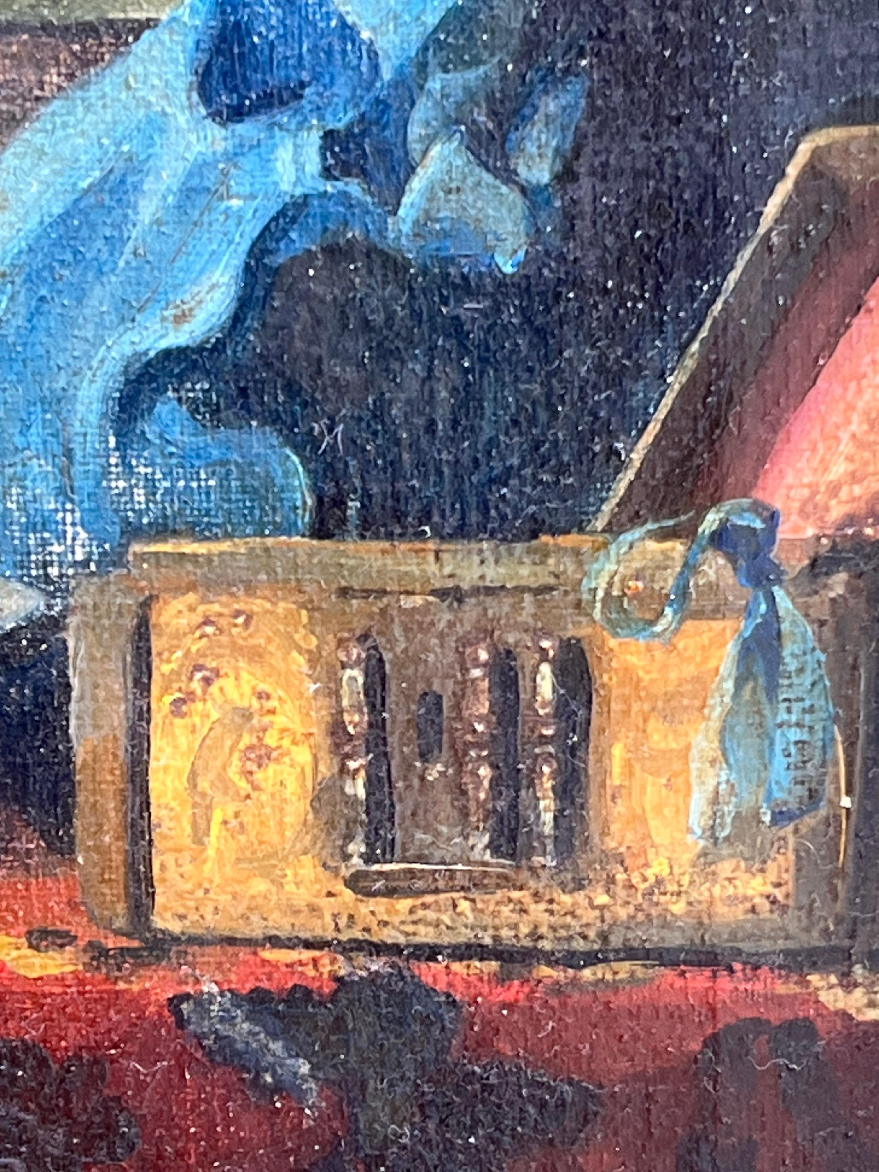Peinture hollandaise du 18e/19e siècle à l'huile sur toile d'après Johannes Vermeer en vente 2