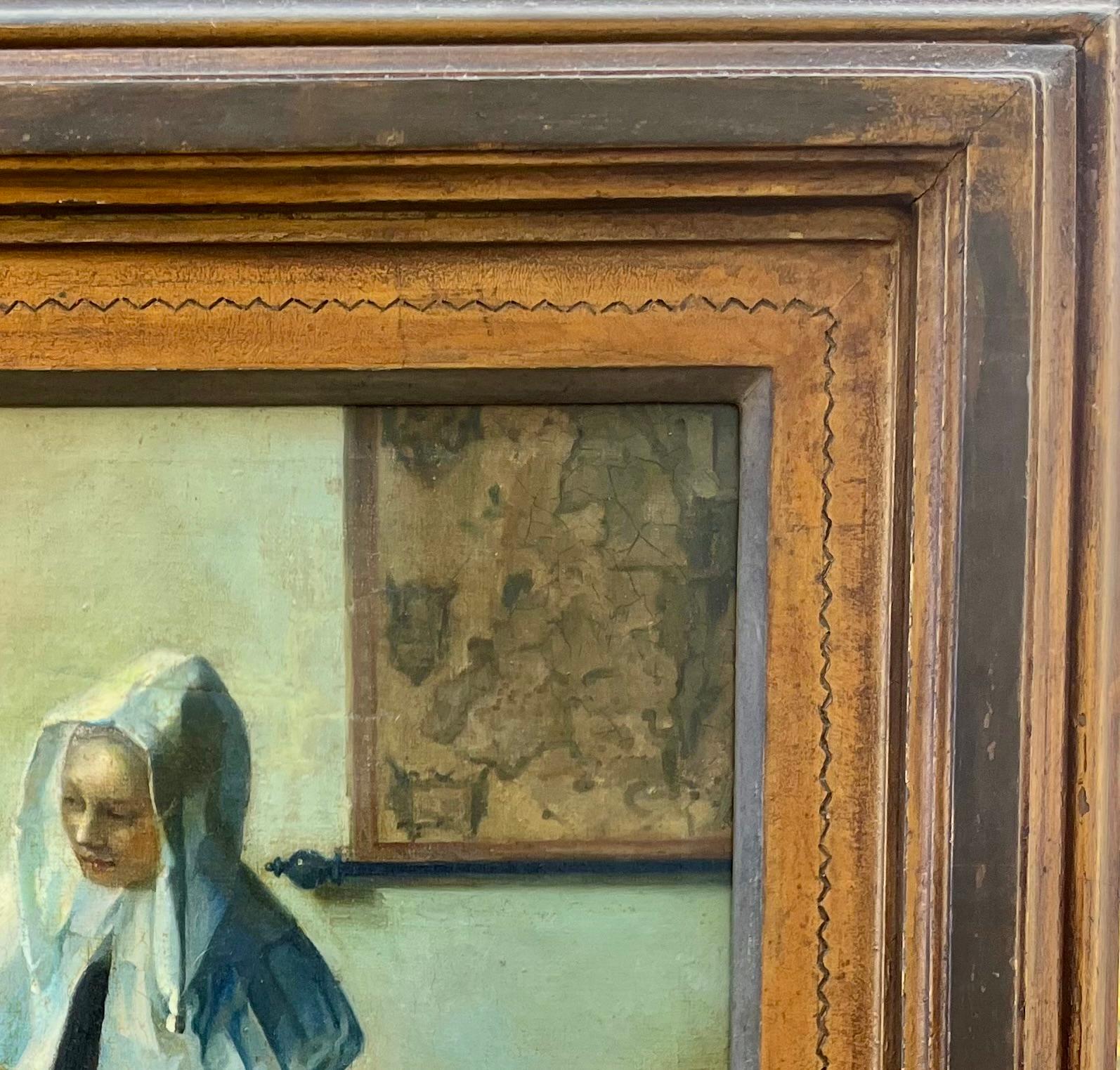 Renaissance Peinture hollandaise du 18e/19e siècle à l'huile sur toile d'après Johannes Vermeer en vente