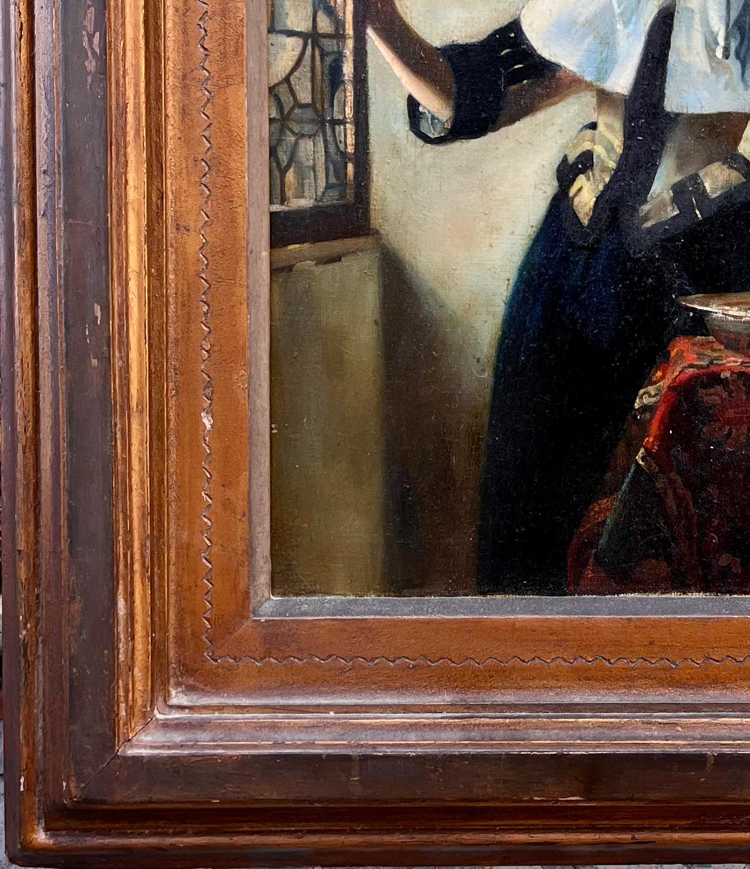 Inconnu Peinture hollandaise du 18e/19e siècle à l'huile sur toile d'après Johannes Vermeer en vente