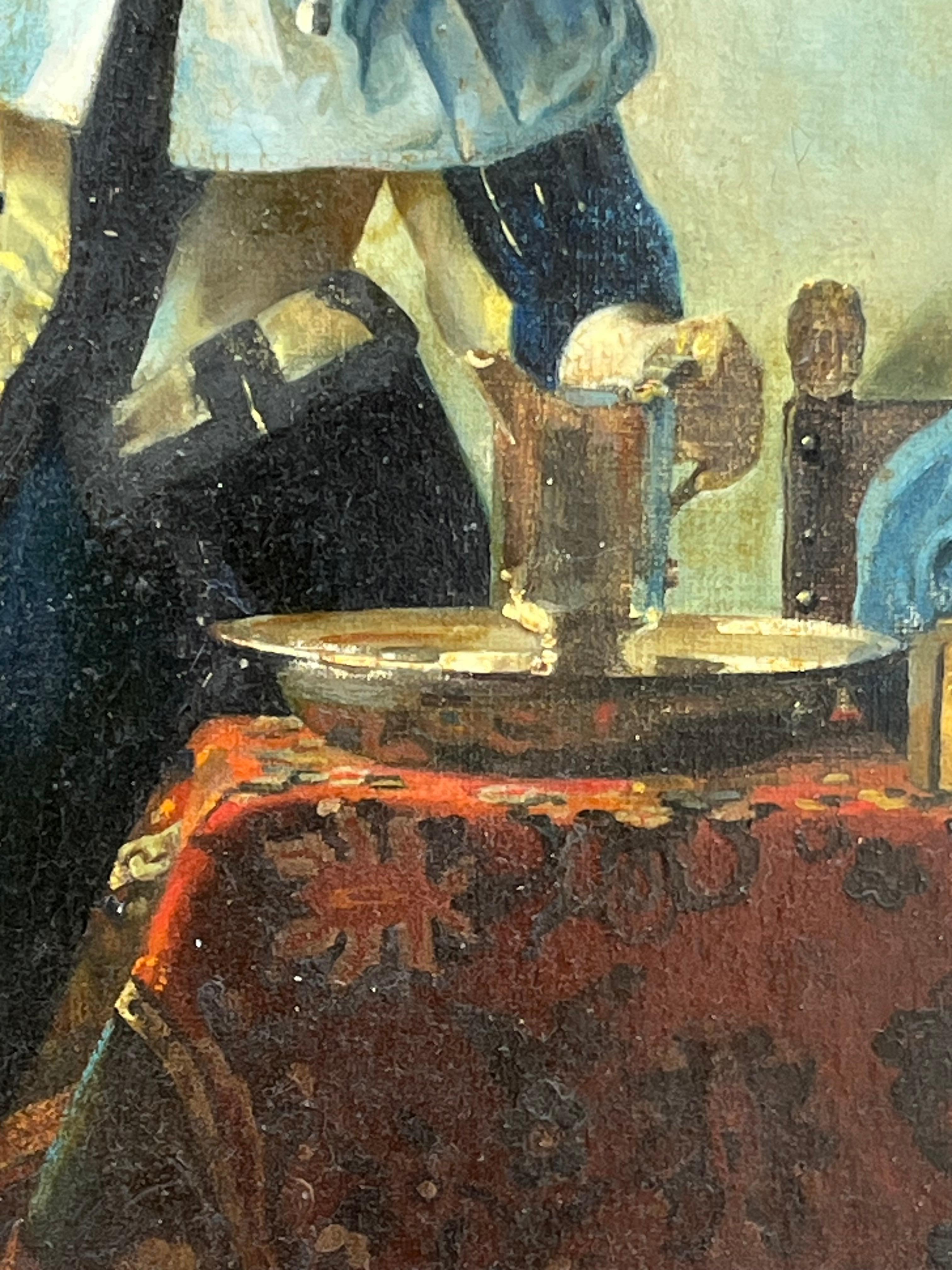 Toile Peinture hollandaise du 18e/19e siècle à l'huile sur toile d'après Johannes Vermeer en vente