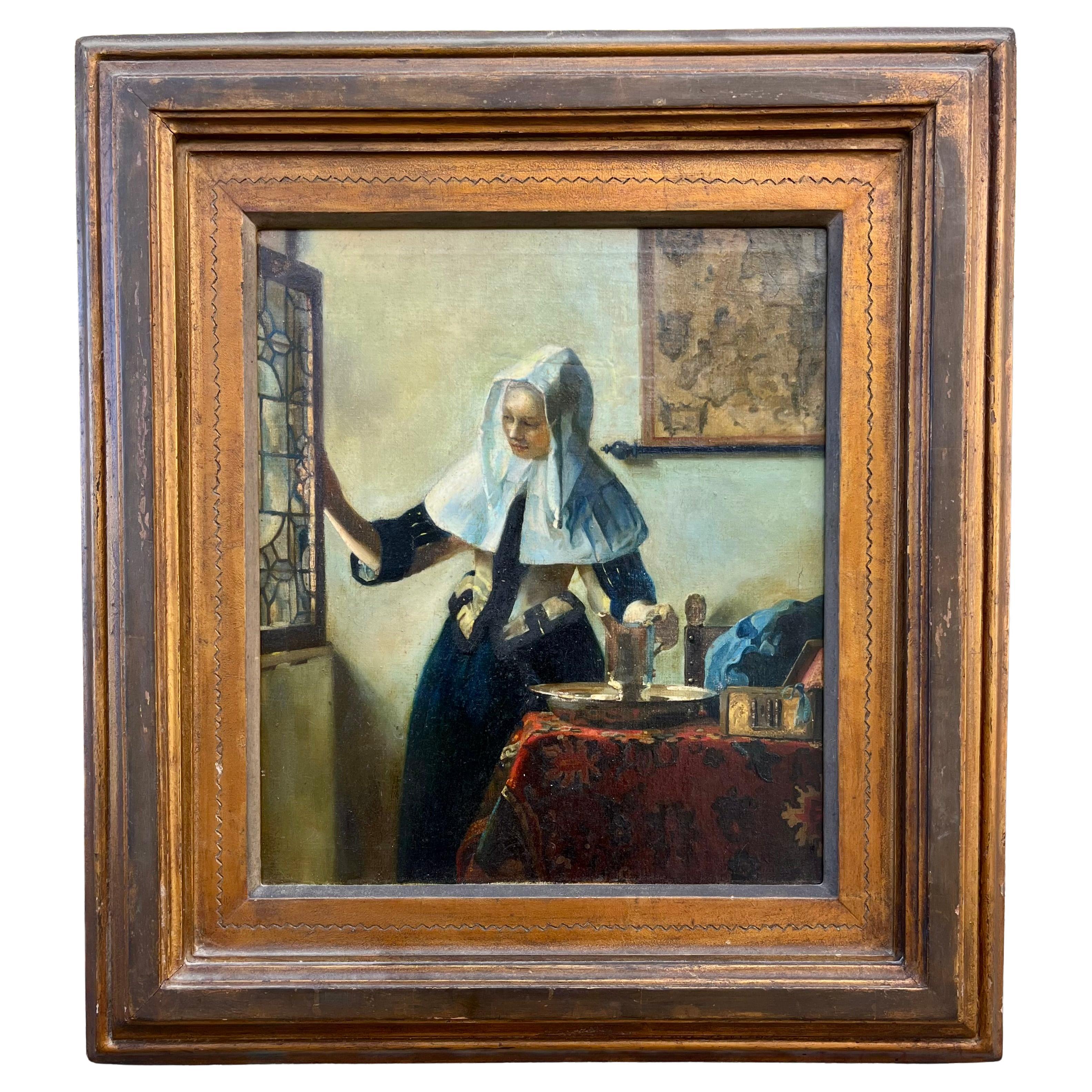 Dipinto olandese del XVIII/XIX secolo a olio su tela di Johannes Vermeer