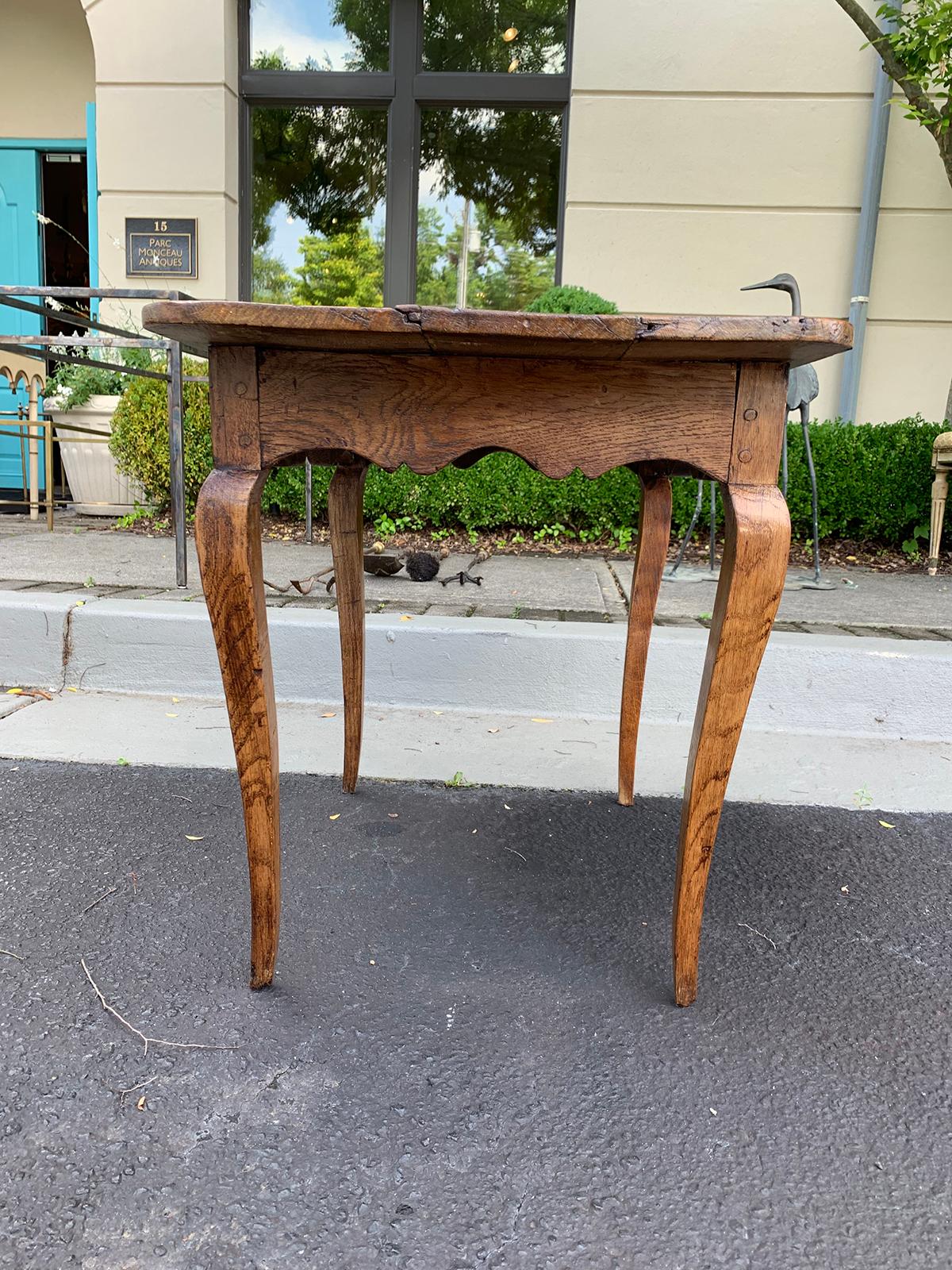 18th-19th Century Early French Small Rectangular Oak Side Table 1