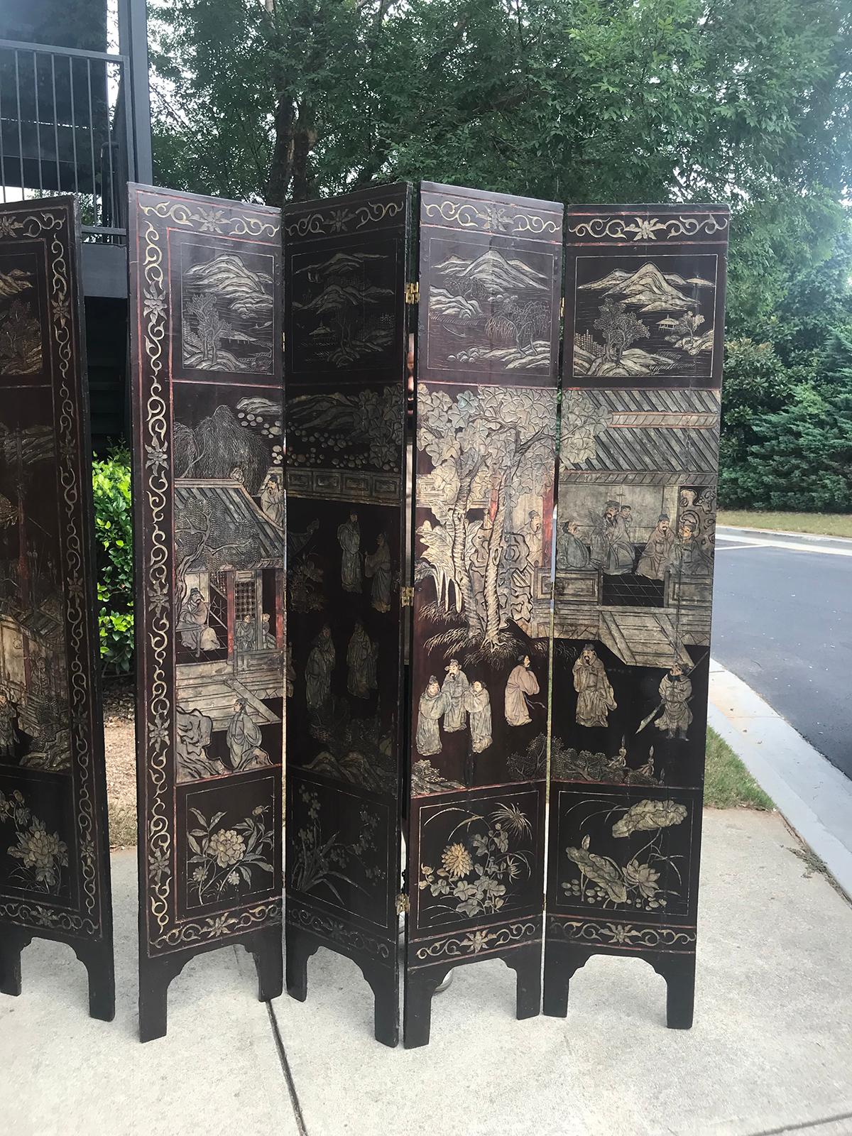 18th-19th Century Eight-Panel Coromandel Screen In Good Condition In Atlanta, GA