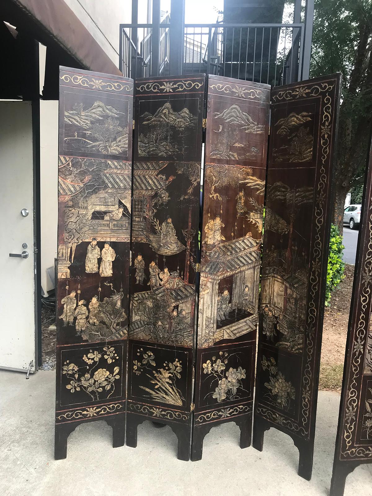 18th Century and Earlier 18th-19th Century Eight-Panel Coromandel Screen