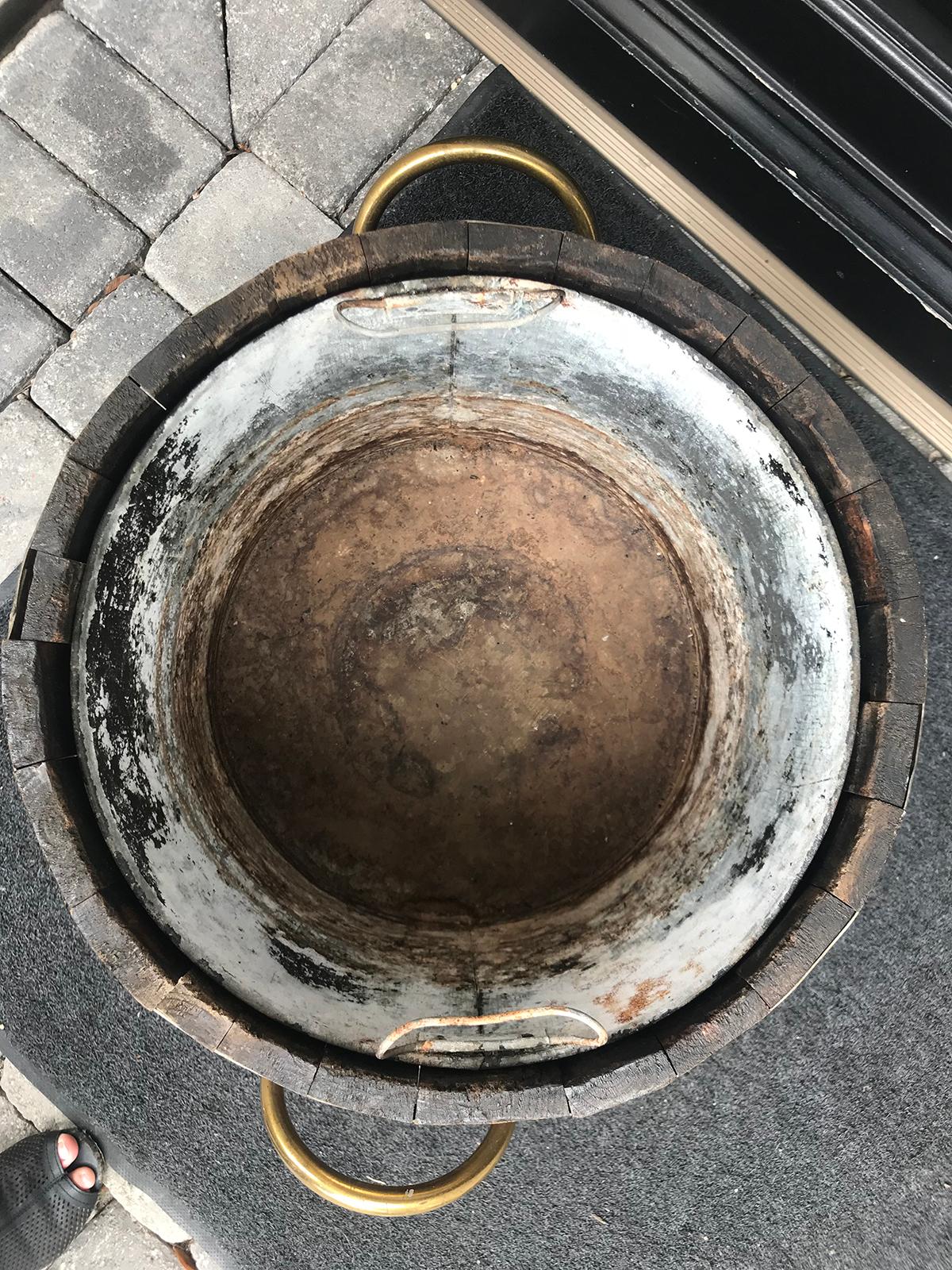 18th-19th Century English Brass Bound Wooden Bucket 1