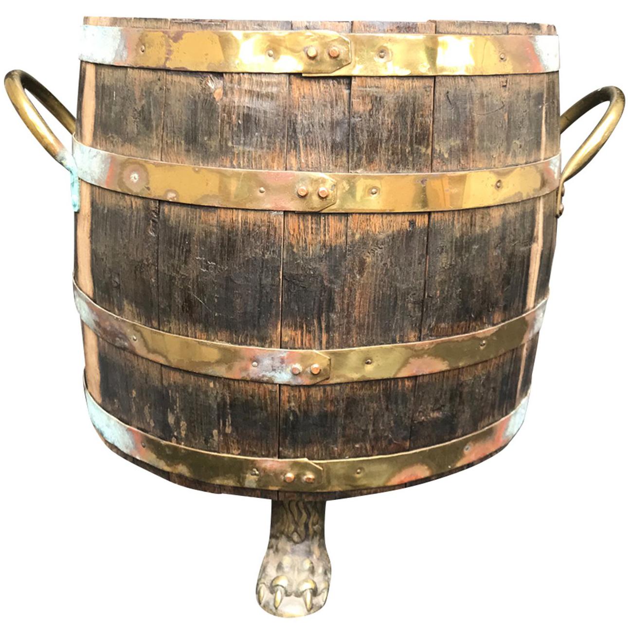 18th-19th Century English Brass Bound Wooden Bucket