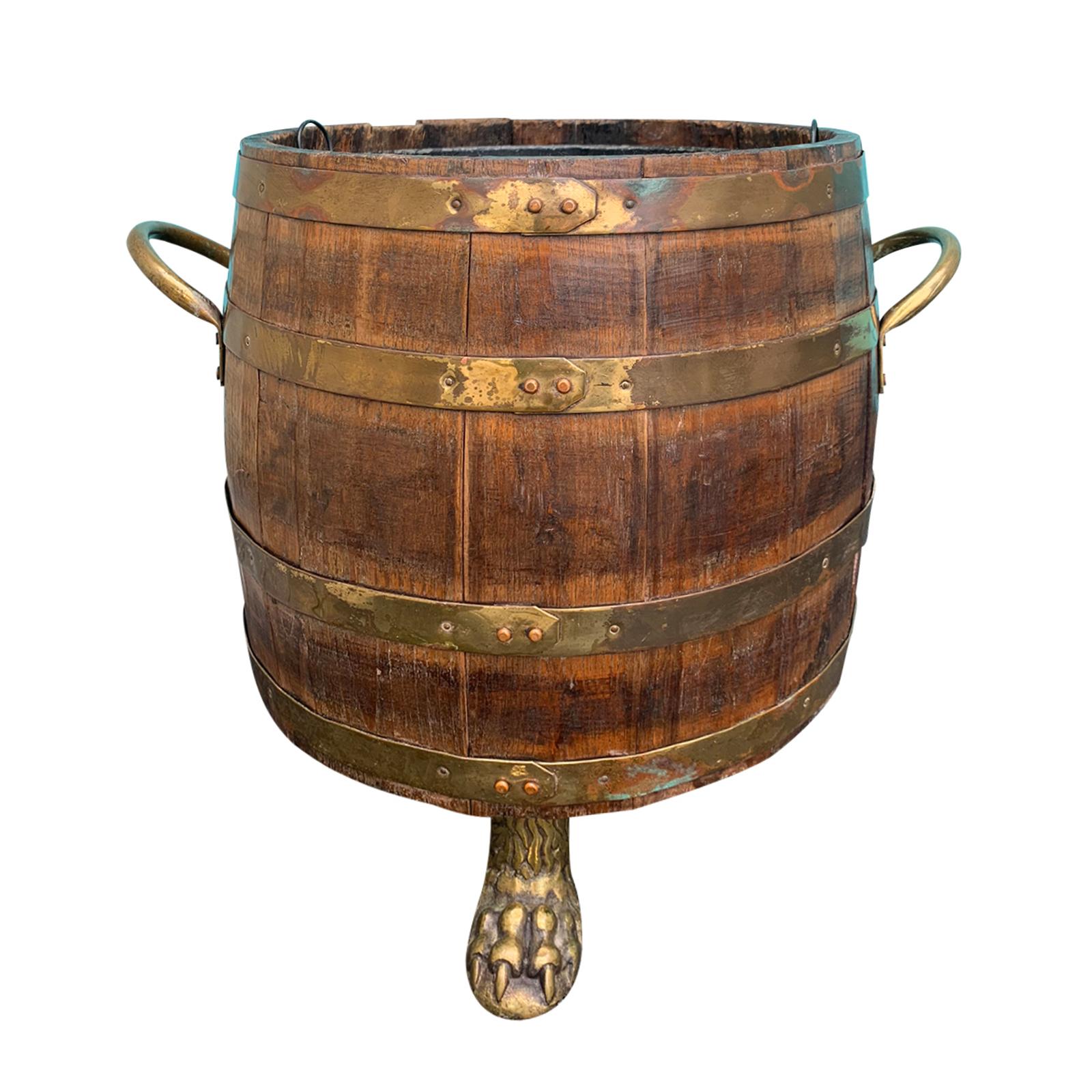 18th-19th Century English Brass Bound Wooden Bucket For Sale