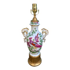 Antique 18th-19th Century English Chelsea Porcelain Bird Vase as Lamp, Custom Base