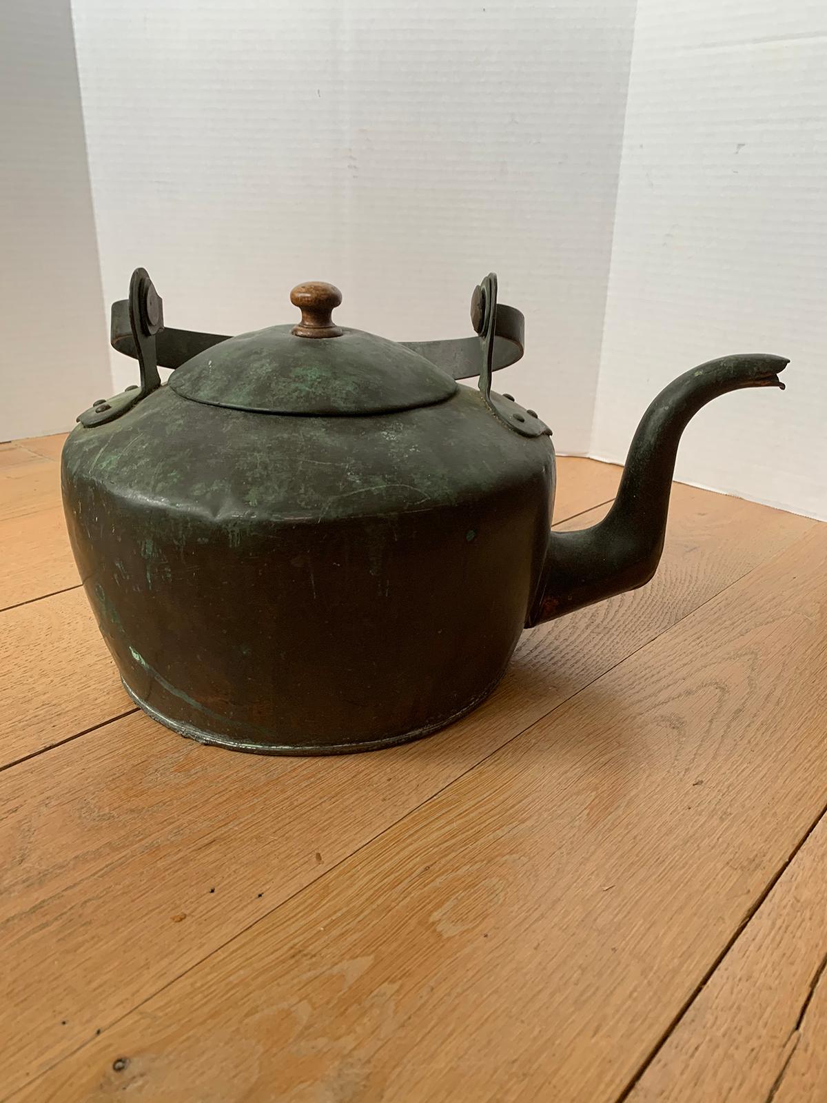 18th-19th Century English Copper Verdigris Tea Kettle 12