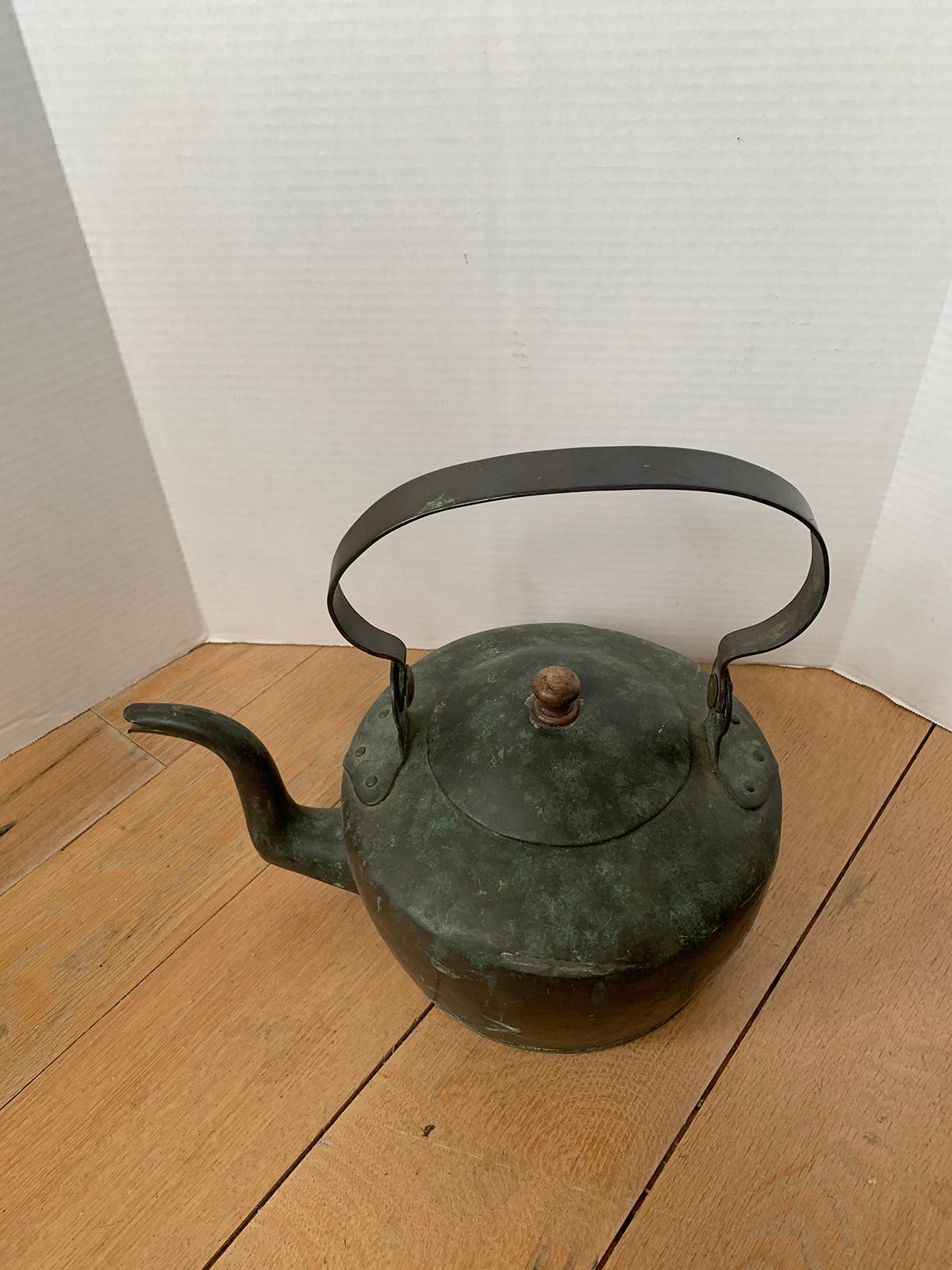 18th-19th Century English Copper Verdigris Tea Kettle 13