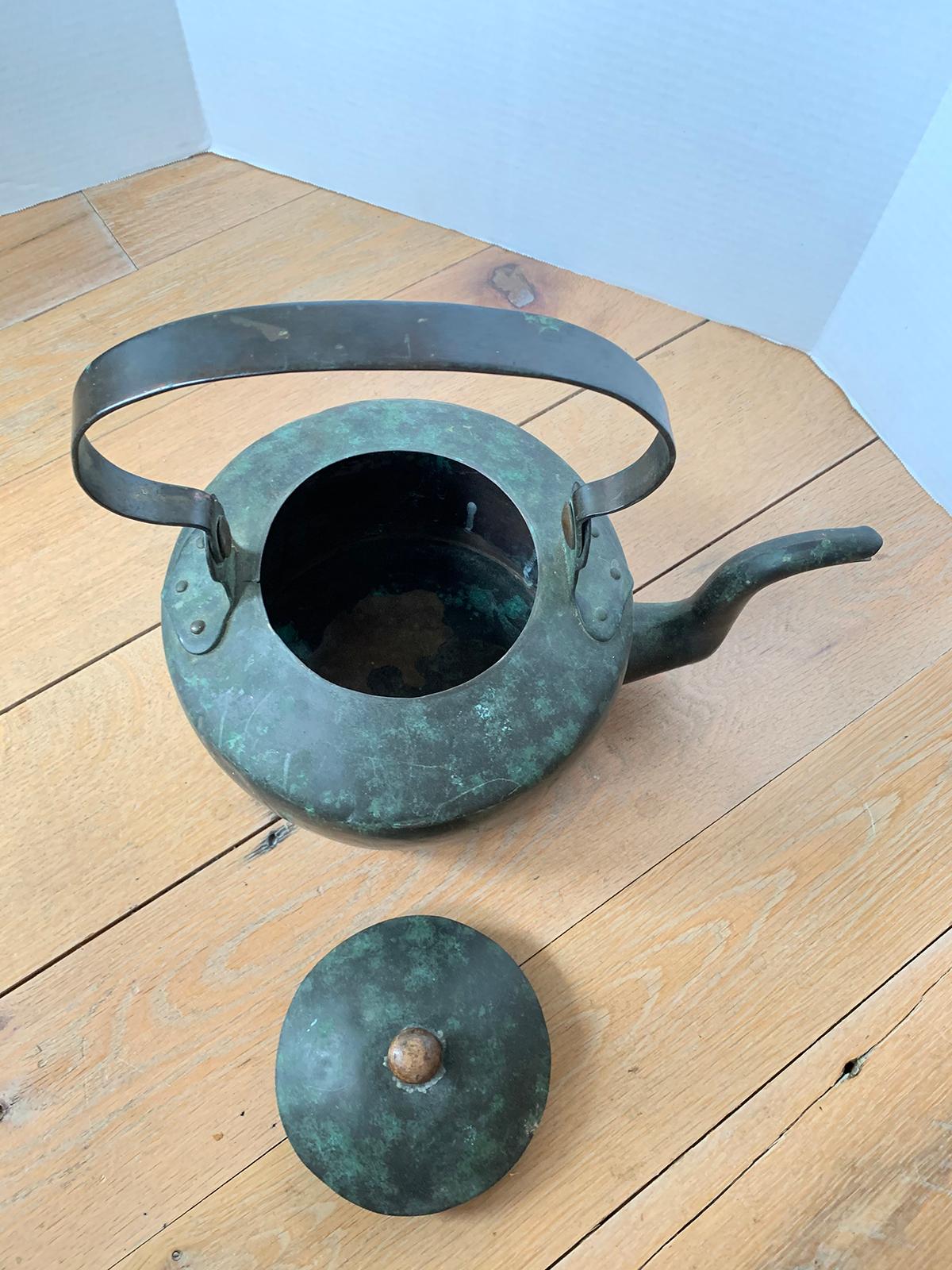18th Century and Earlier 18th-19th Century English Copper Verdigris Tea Kettle