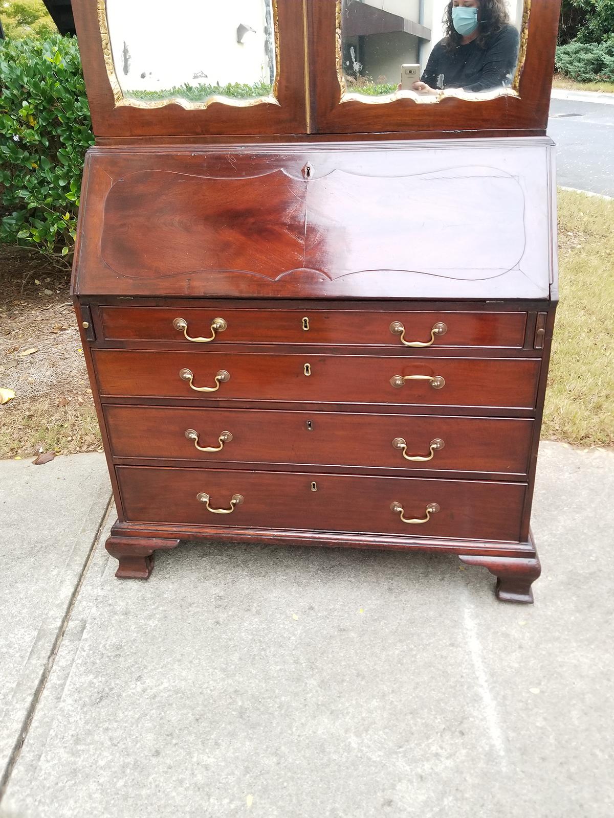 18th-19th Century English George II Mahogany and Parcel-Gilt Bureau Secretary 4