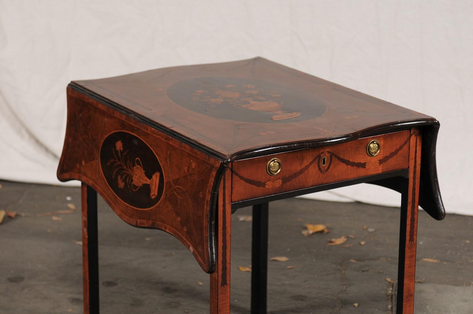 18th-19th Century English George III Mahogany Inlaid Pembroke Table (Marketerie)