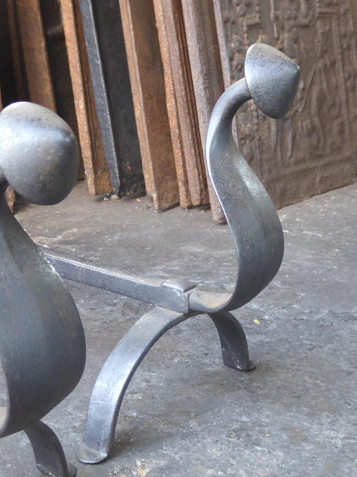 Forged 18th-19th Century English Georgian Andirons or Firedogs